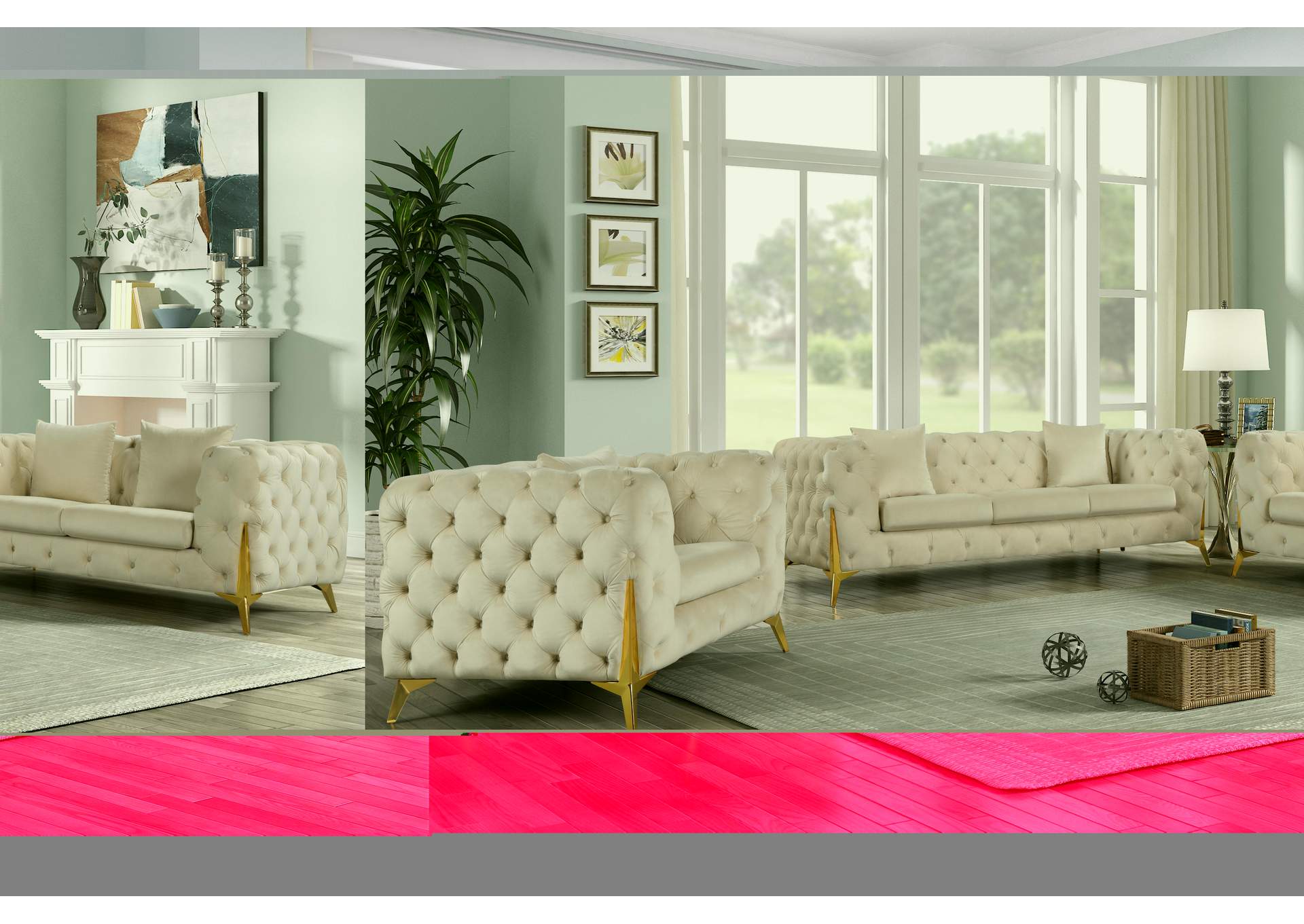 Kingdom Cream Velvet Sofa image 7