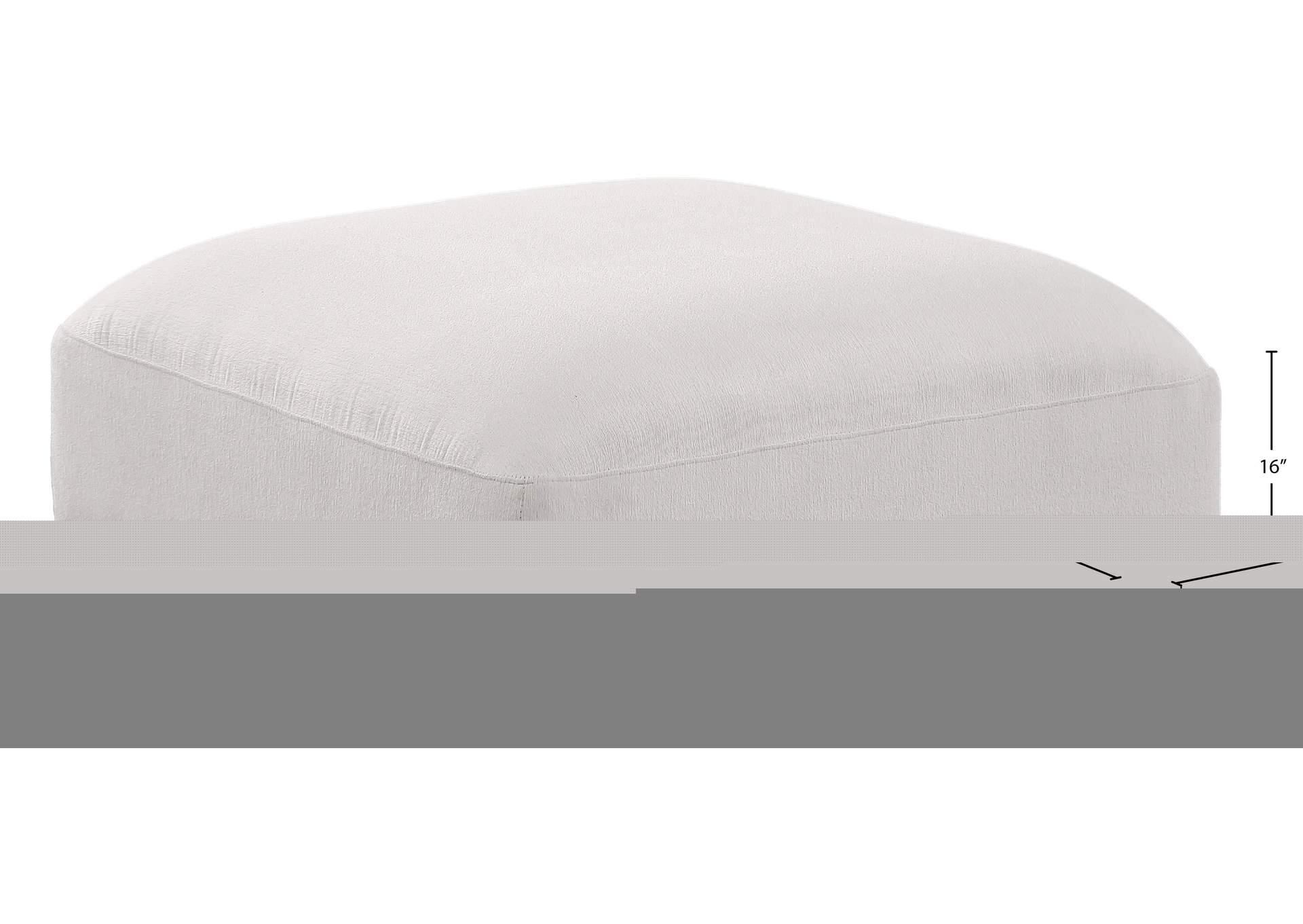 Ease Cream Polyester Fabric Ottoman