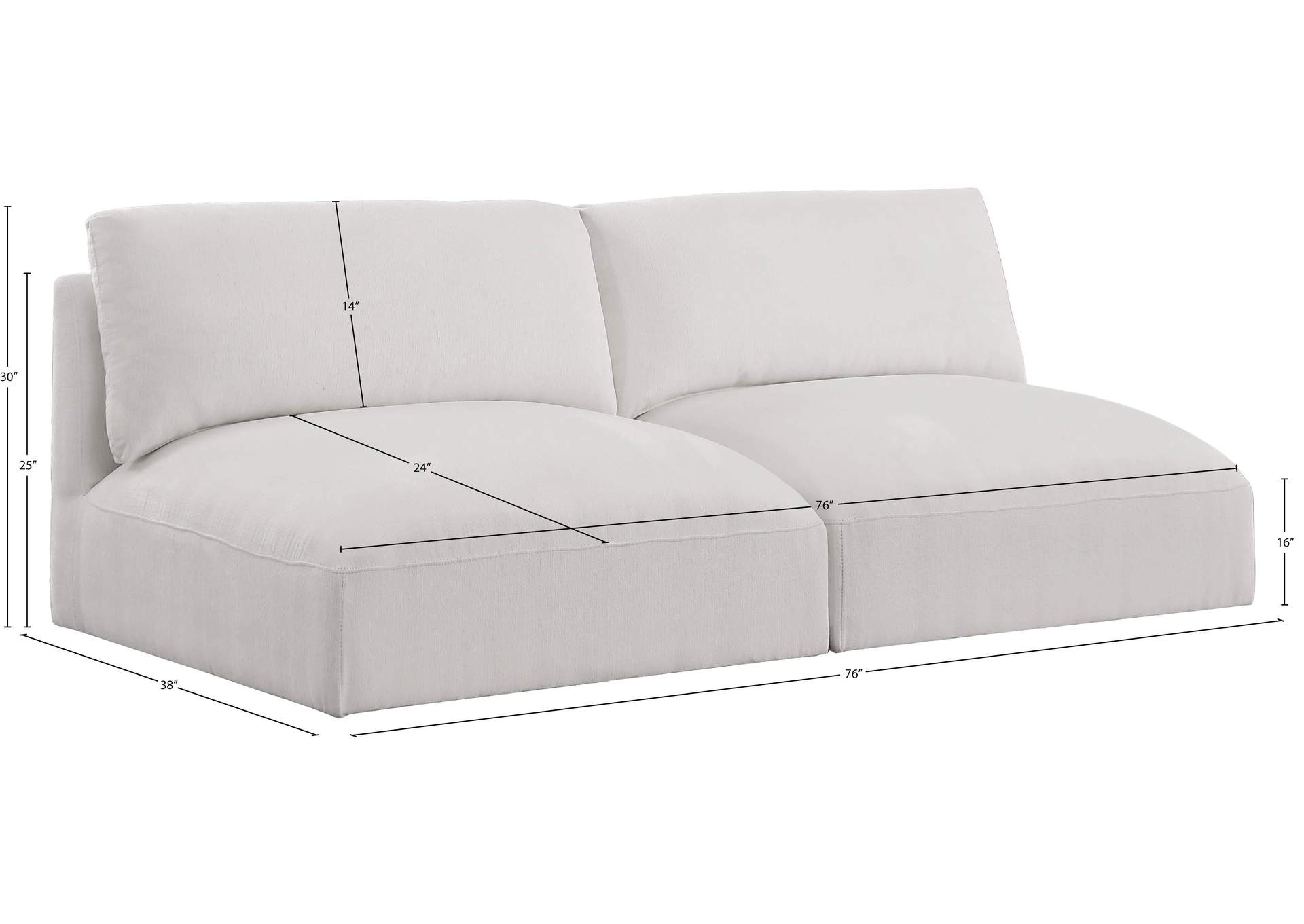 Ease Cream Polyester Fabric Modular Sofa
