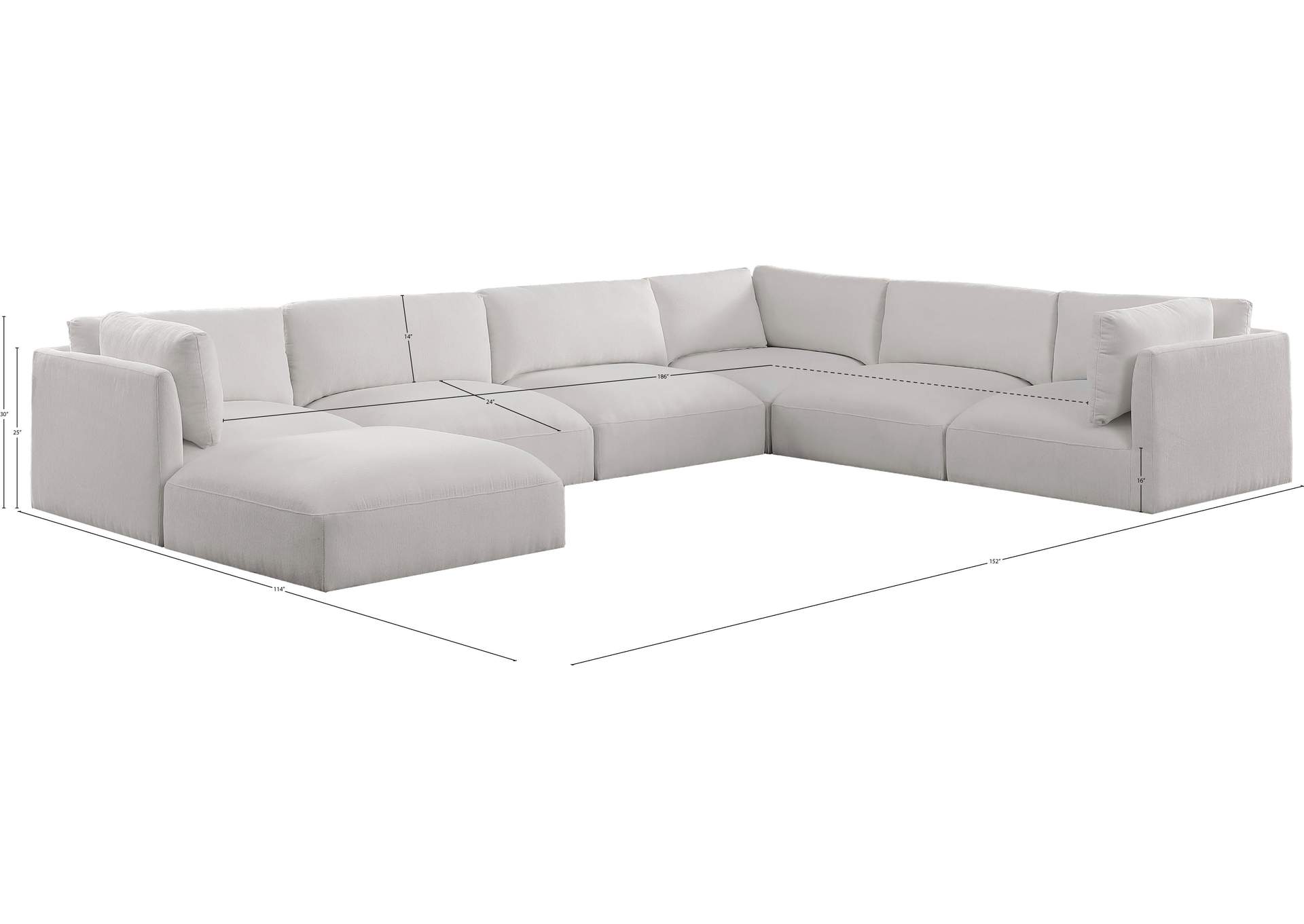 Ease Cream Polyester Fabric Modular Sectional