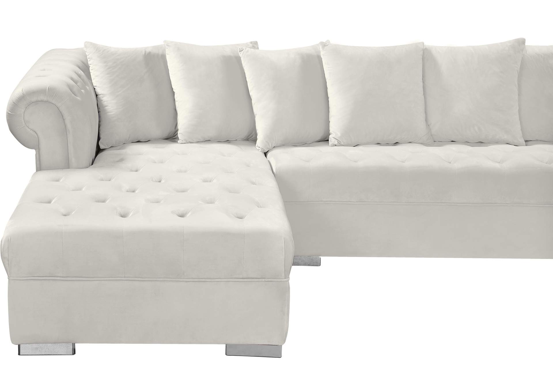 Presley Cream Velvet 3 Piece Sectional