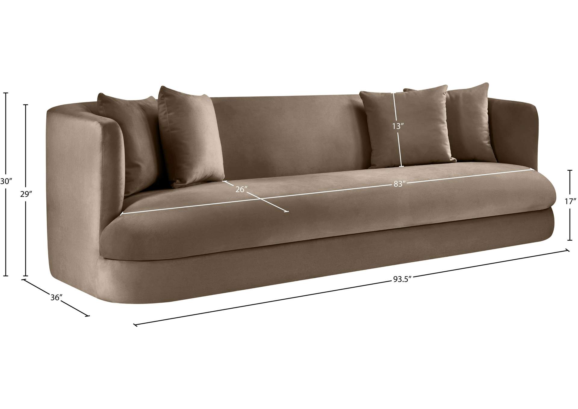 Alder Taupe Velvet Sofa image 16