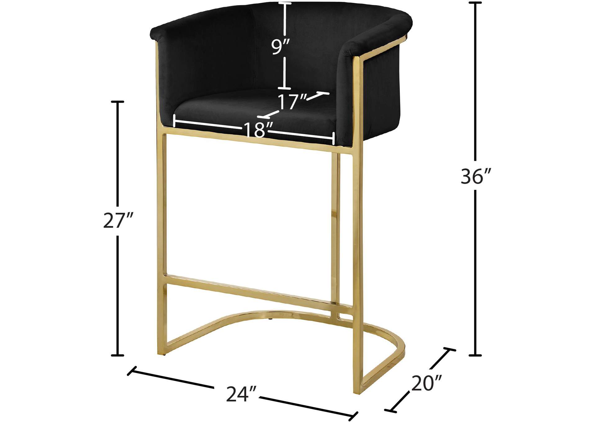 Donatella Black Velvet Stool