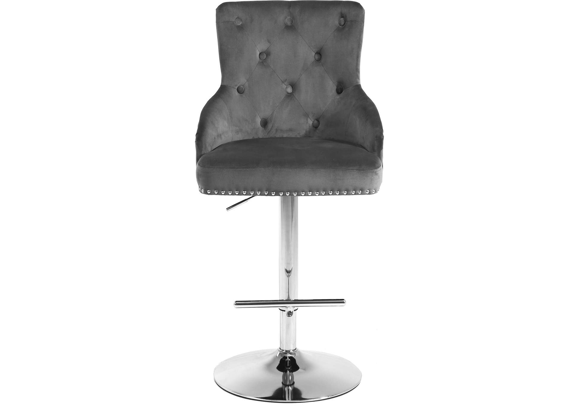 Claude Grey Velvet Adjustable Stool