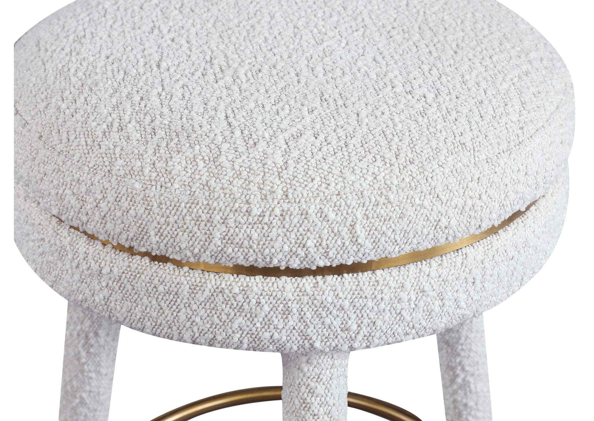 Coral Cream Boucle Fabric Bar Stool
