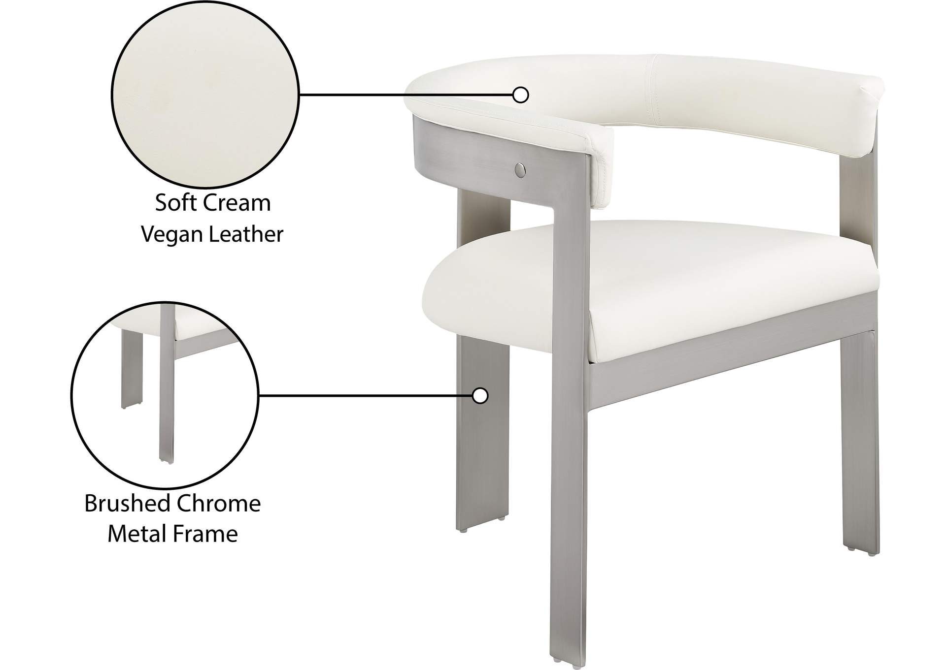 Romeo Cream Vegan Leather Dining Chair