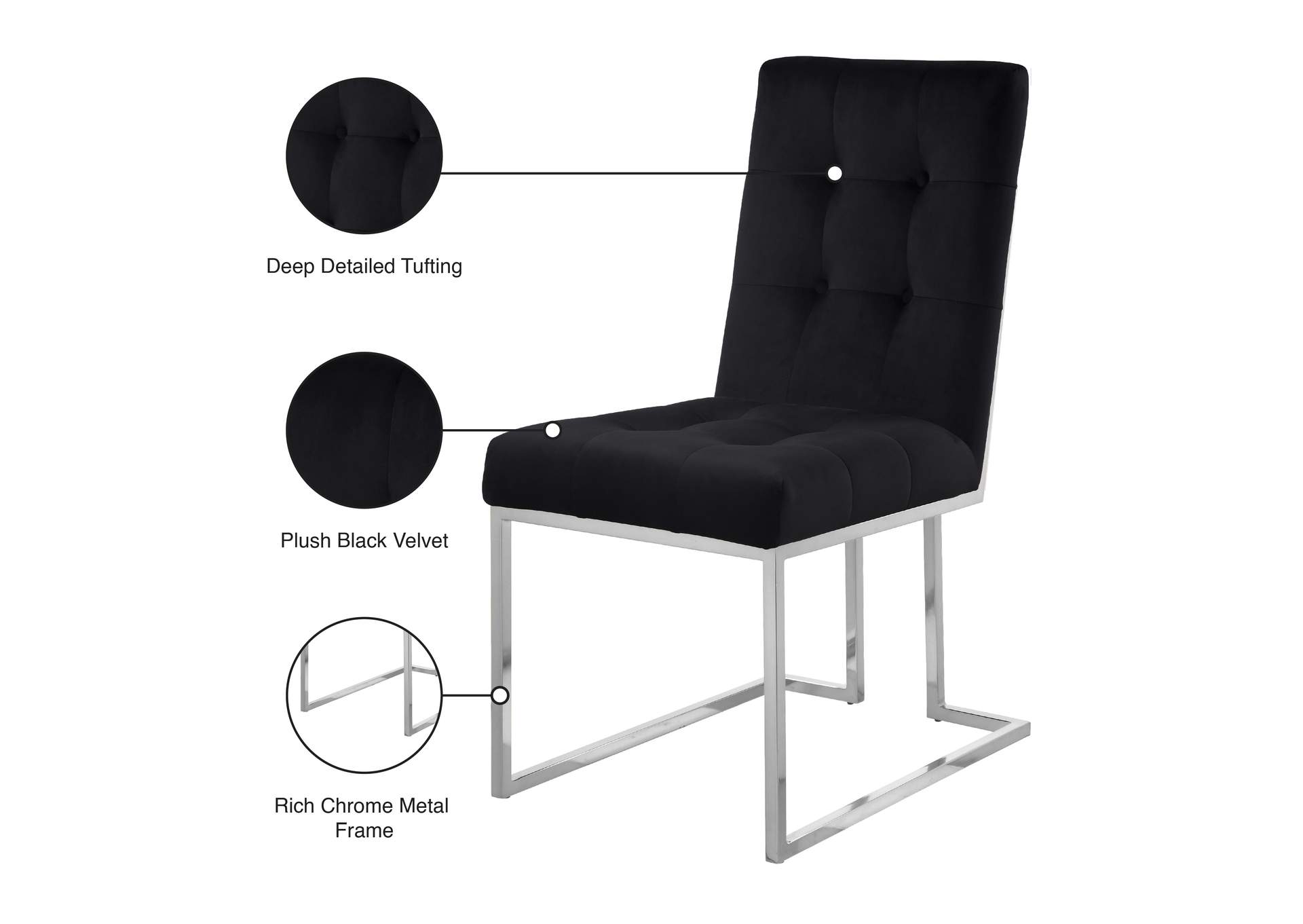 Alexis Black Velvet Dining Chair
