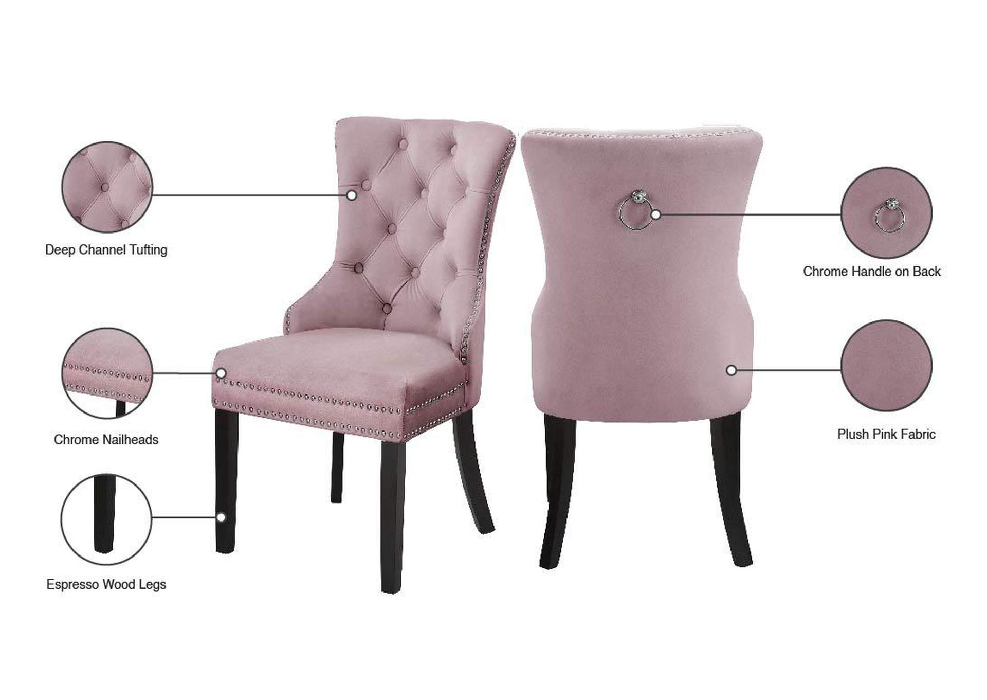 Nikki Pink Velvet Dining Chair