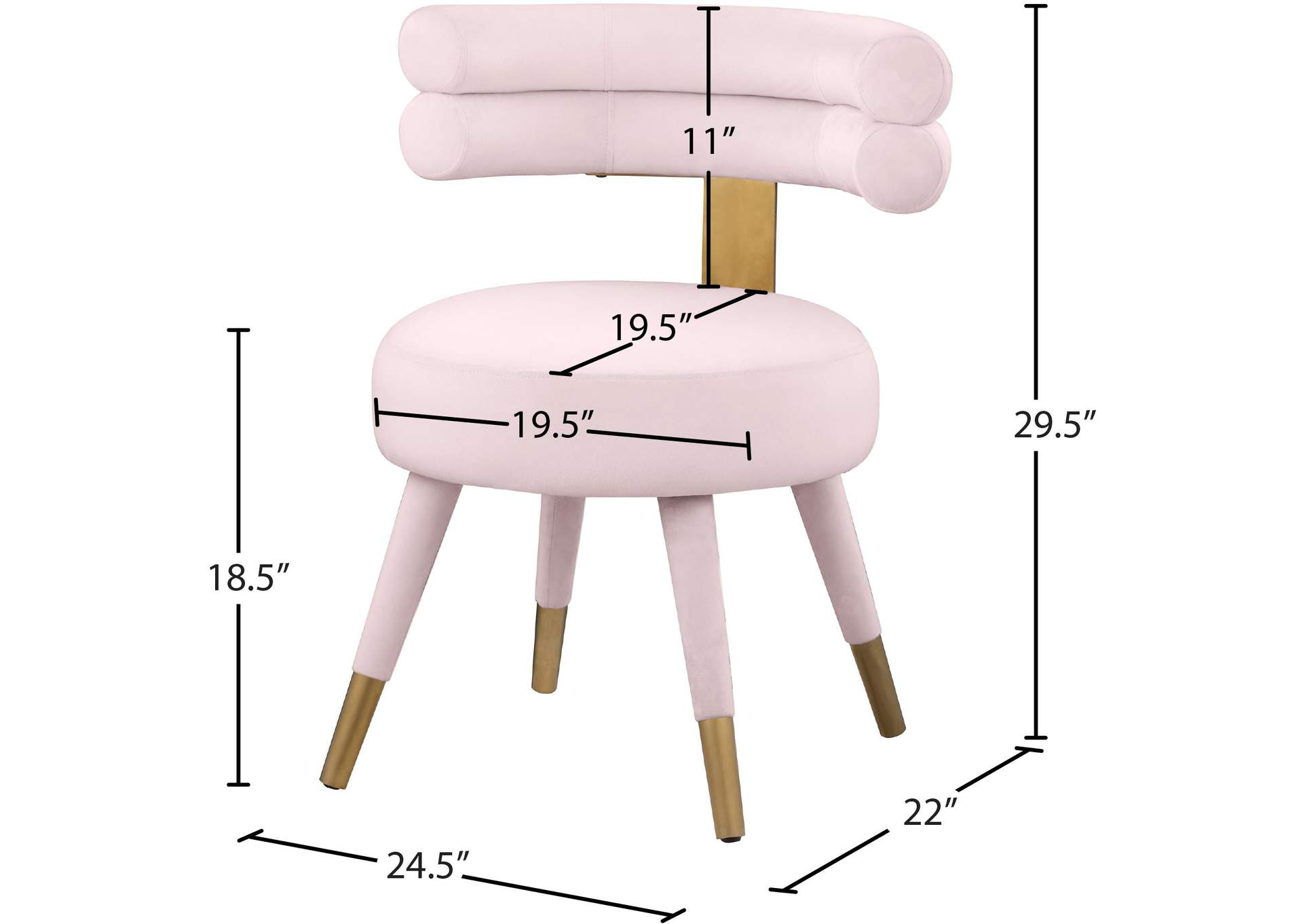 Fitzroy Pink Velvet Dining Chair