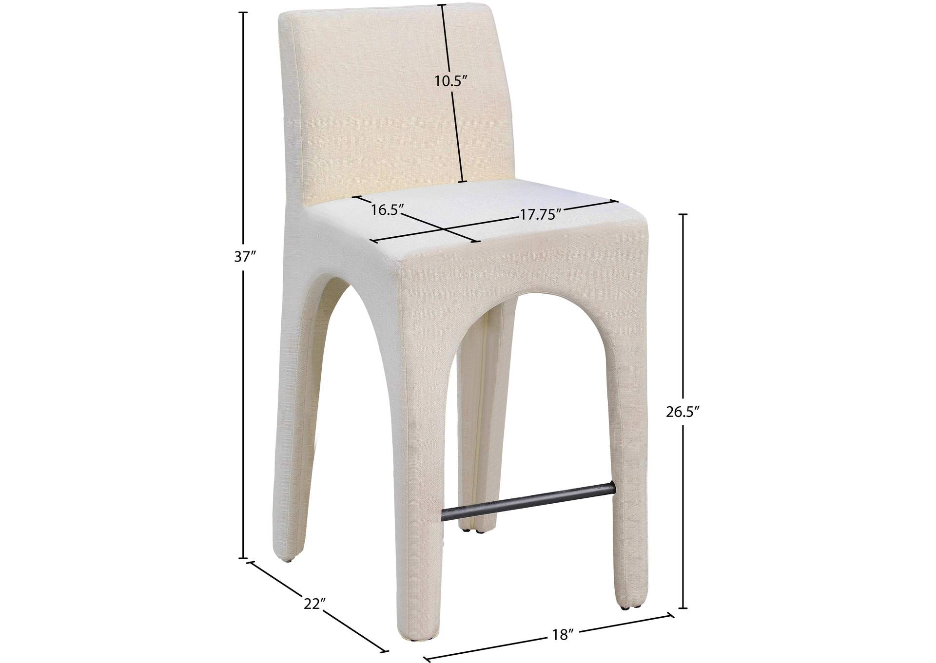 Gramercy Beige Linen Textured Fabric Stool