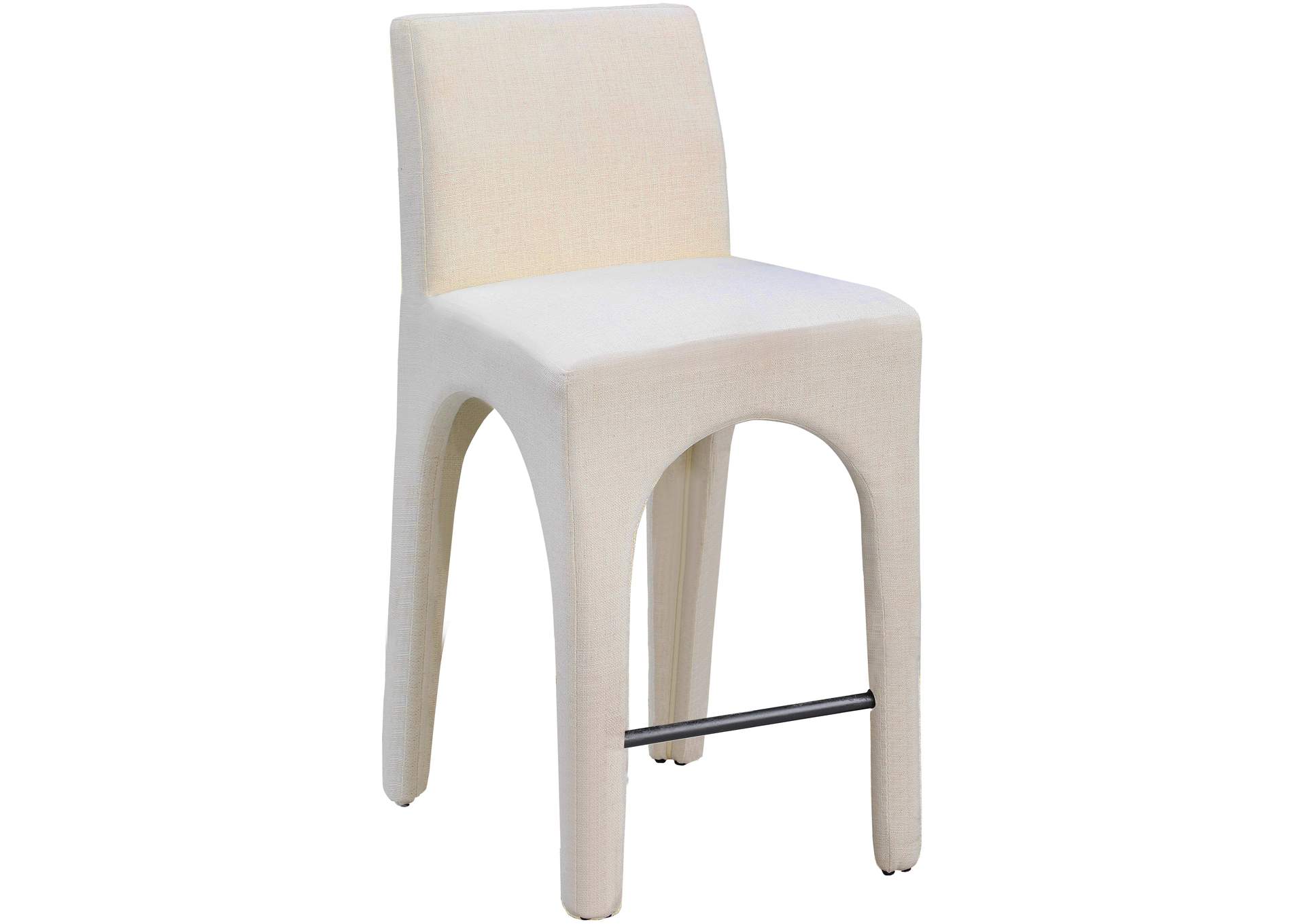 Gramercy Beige Linen Textured Fabric Stool