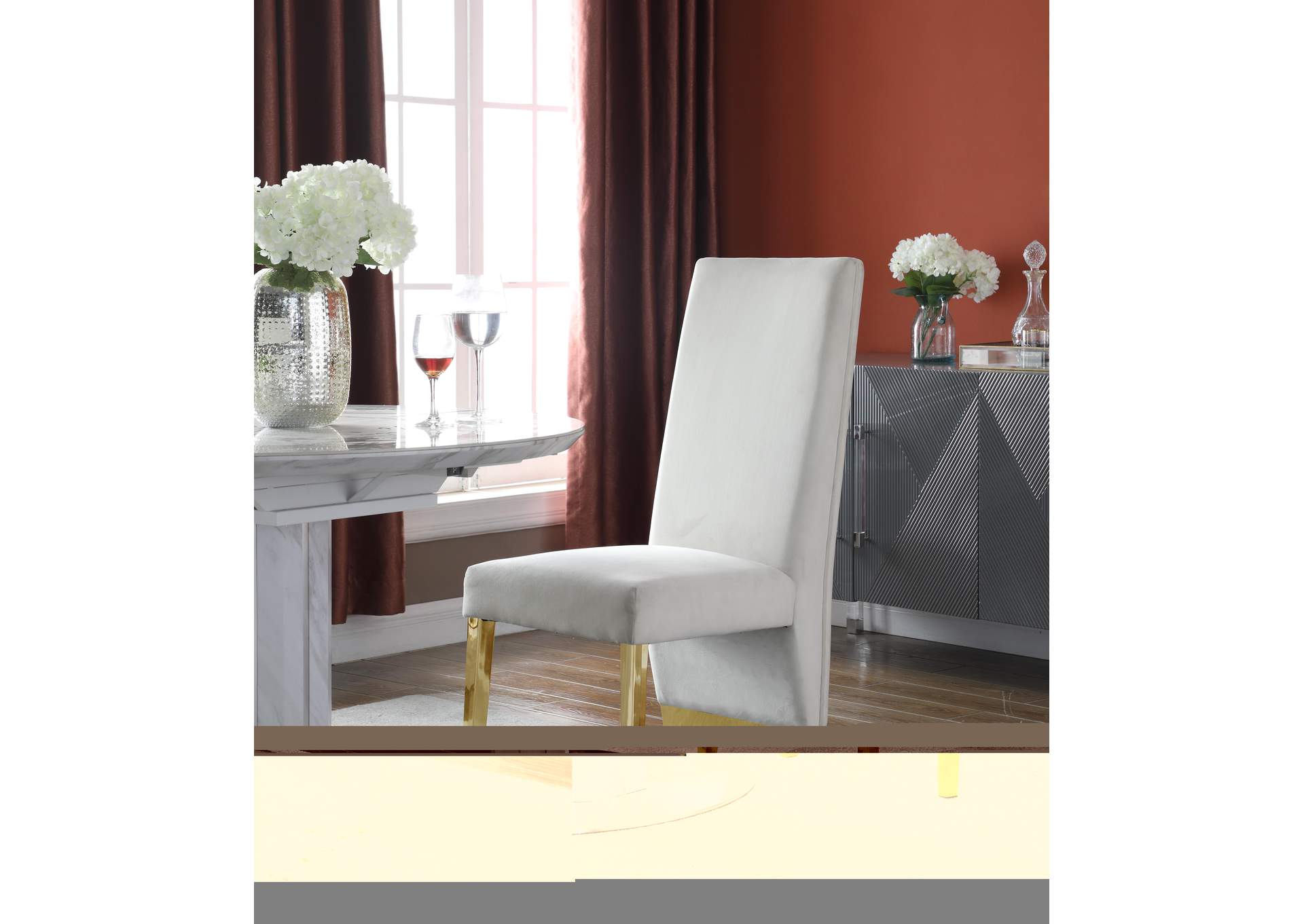 Porsha Cream Velvet Dining Chair