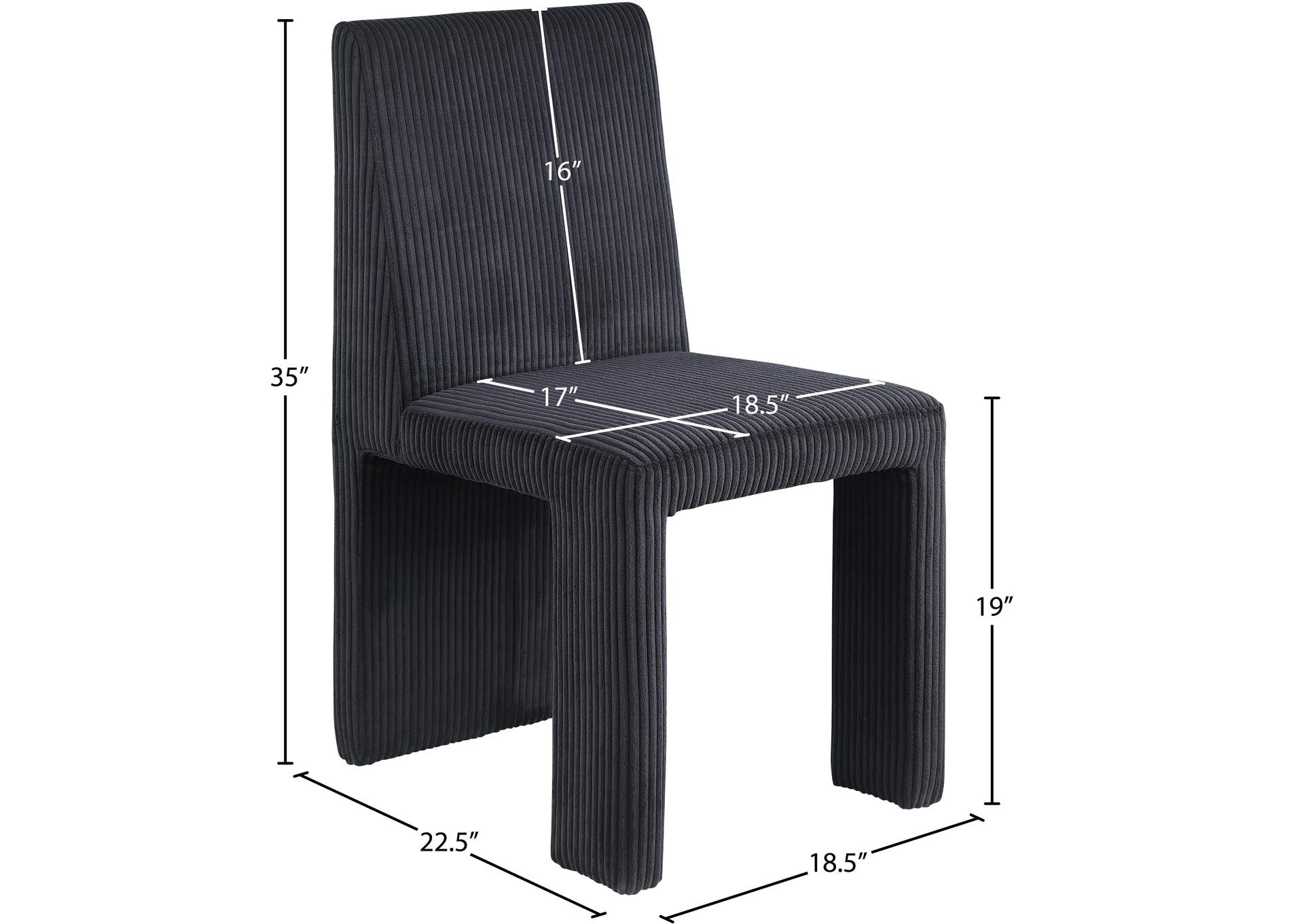 Benson Black Microsuede Corduroy Fabric Dining Chair