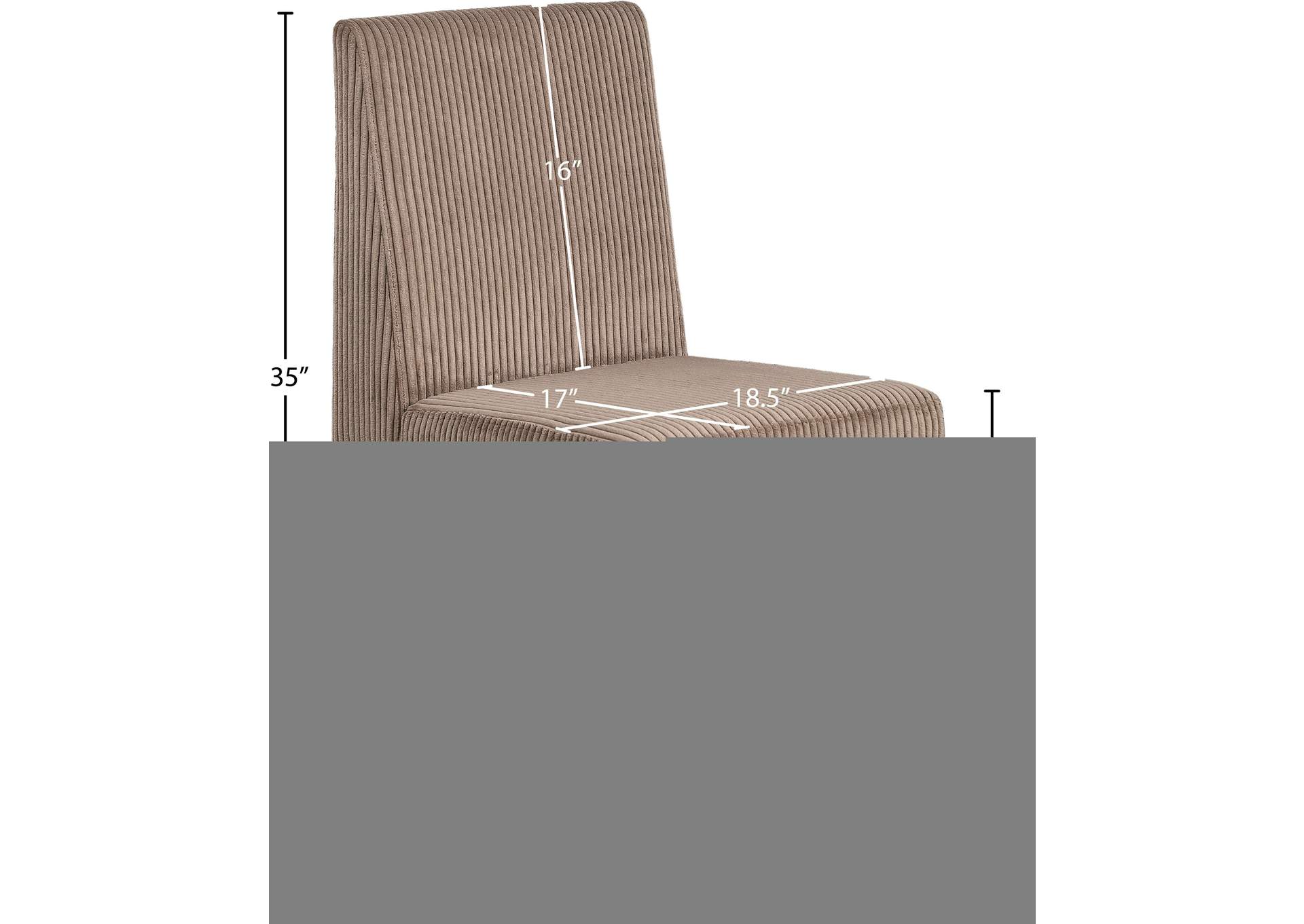 Benson Brown Microsuede Corduroy Fabric Dining Chair