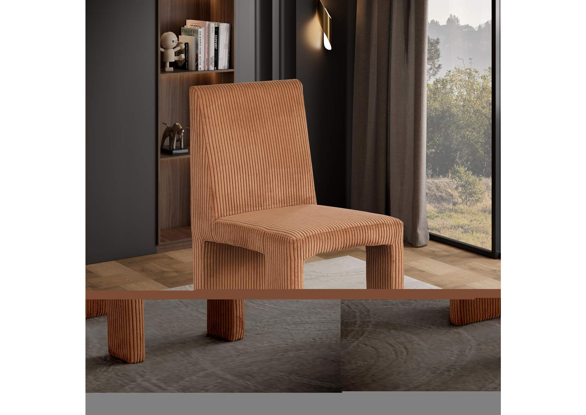 Benson Saddle Microsuede Corduroy Fabric Dining Chair