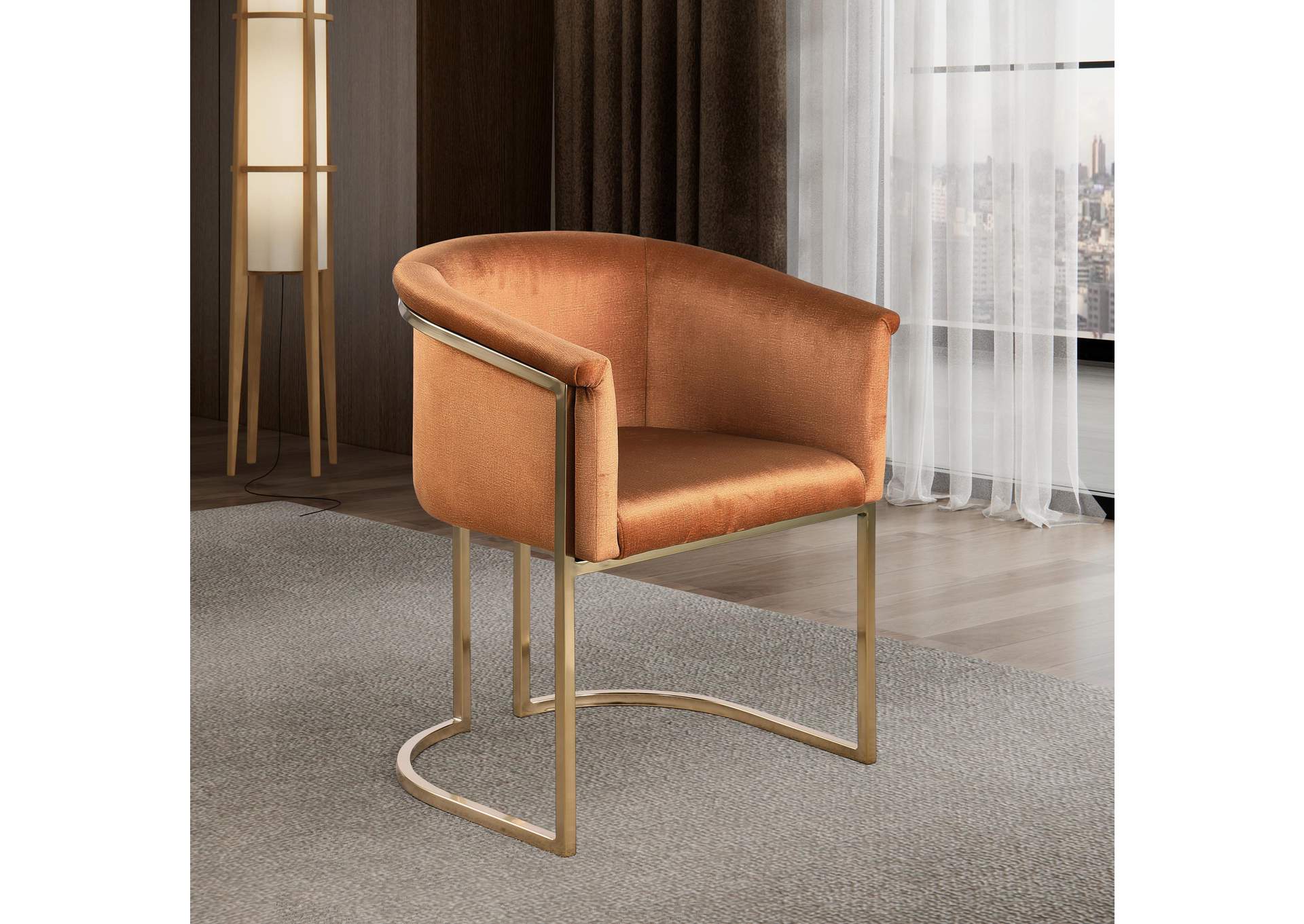 Tierra Cognac Velvet Dining Chair
