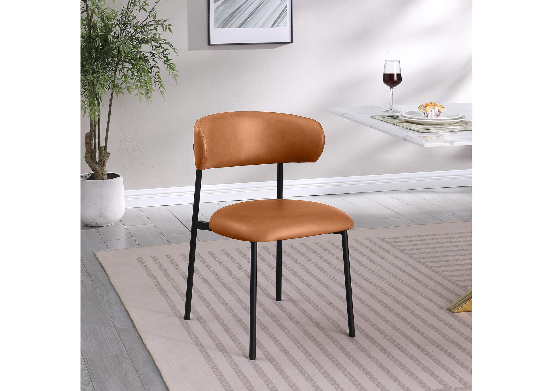Lupita Cognac Vegan Leather Dining Chair