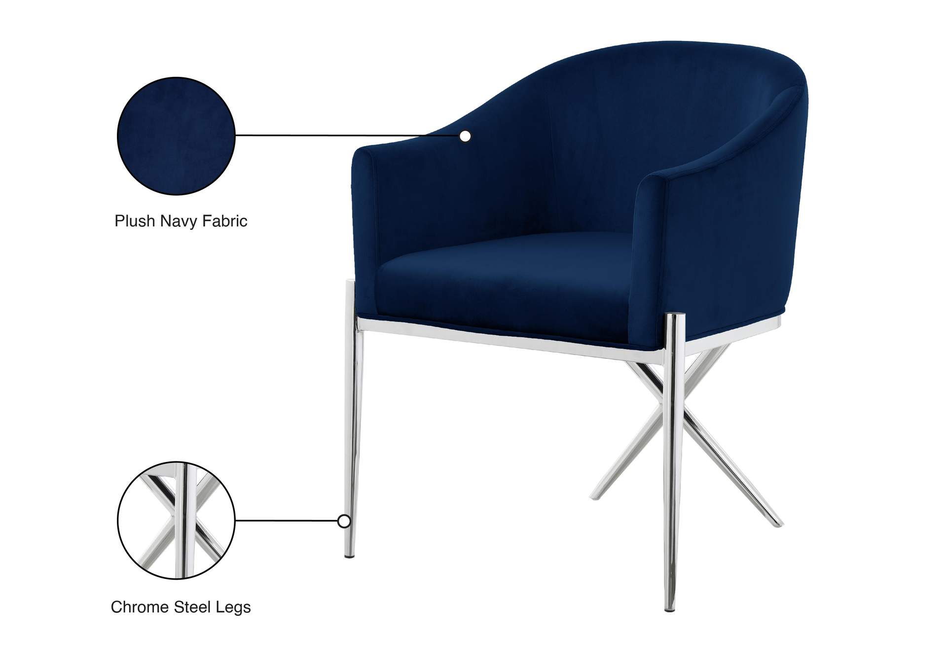 Xavier Navy Velvet Dining Chair