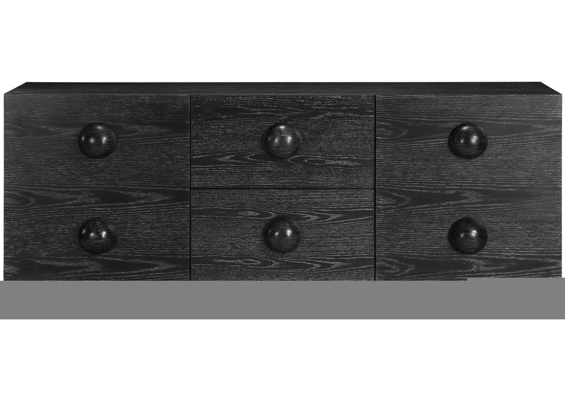 Bubble Black Rubberwood With Oak Veneer Sideboard - Buffet