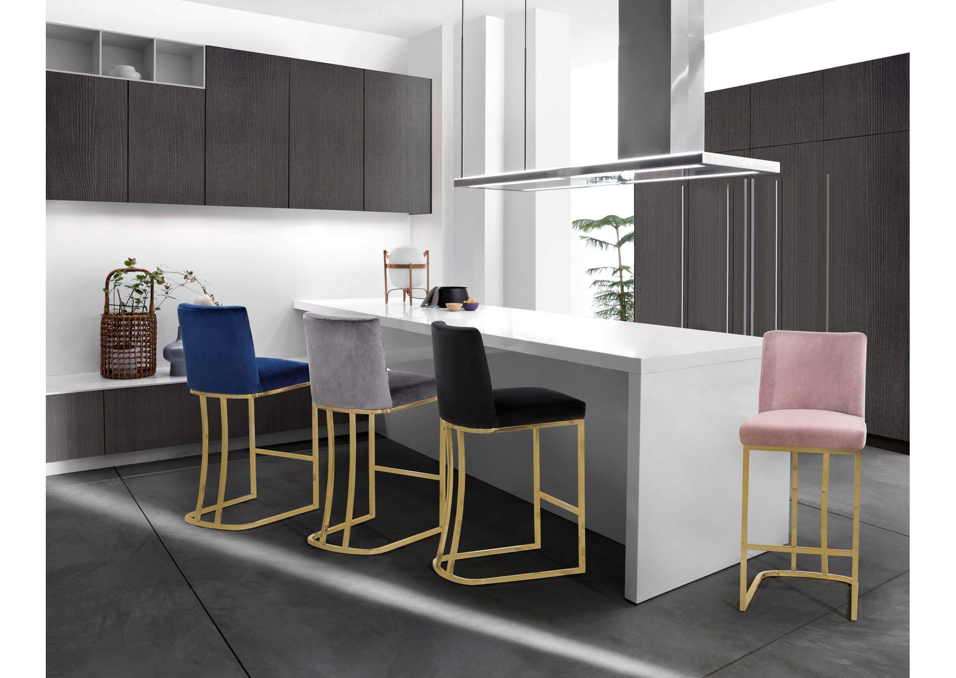 Heidi Black Velvet Stool