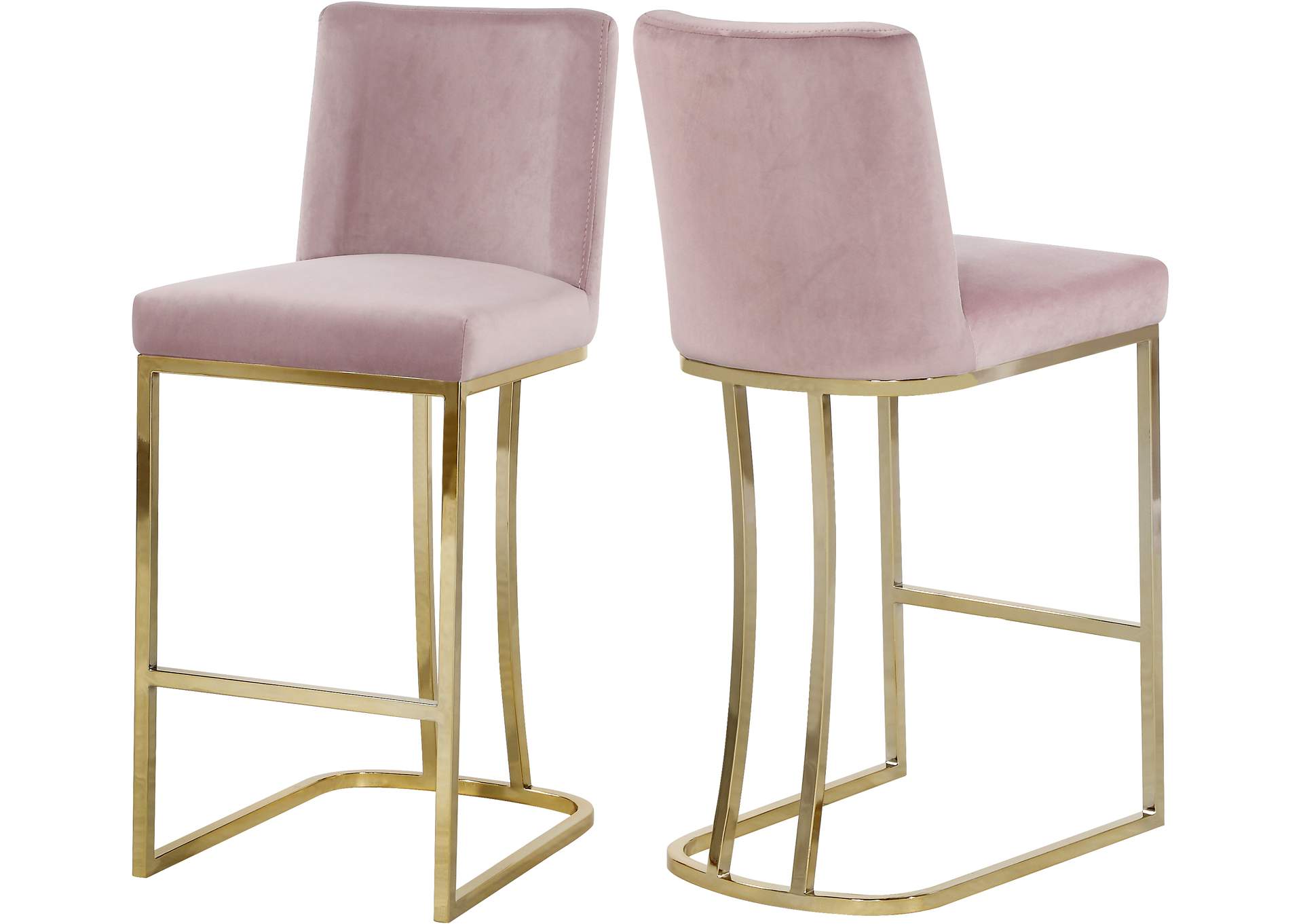 Heidi Pink Velvet Stool