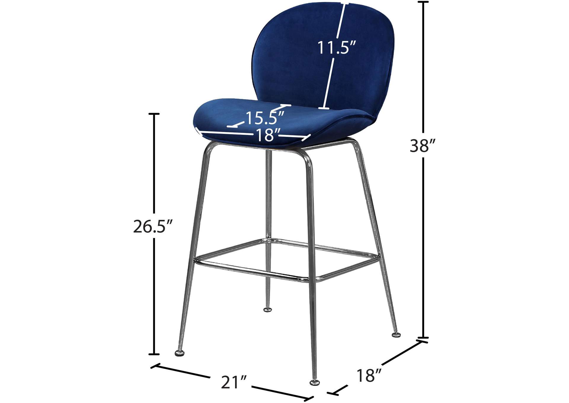Paris Navy Velvet Stool
