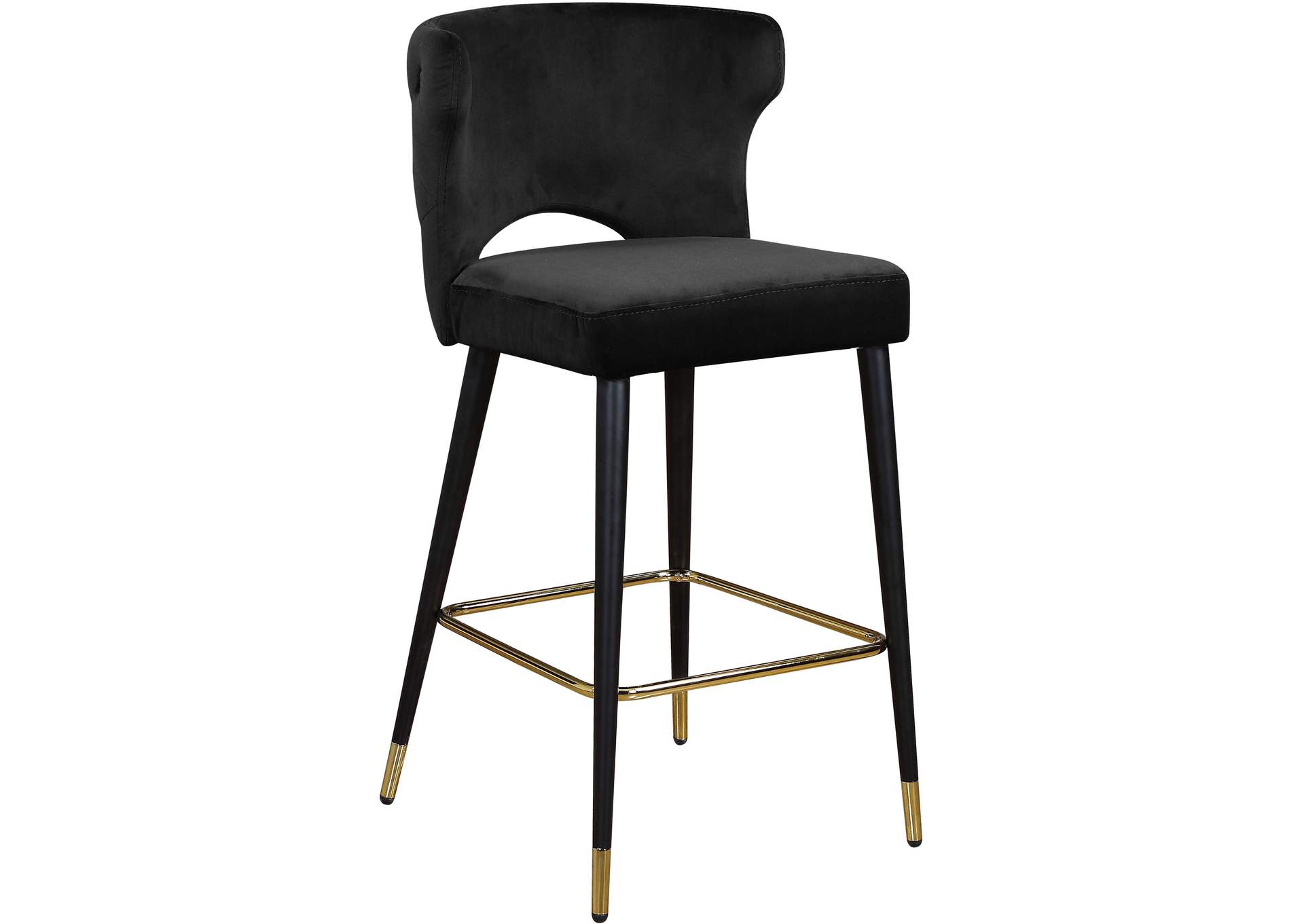 Kelly Black Velvet Stool