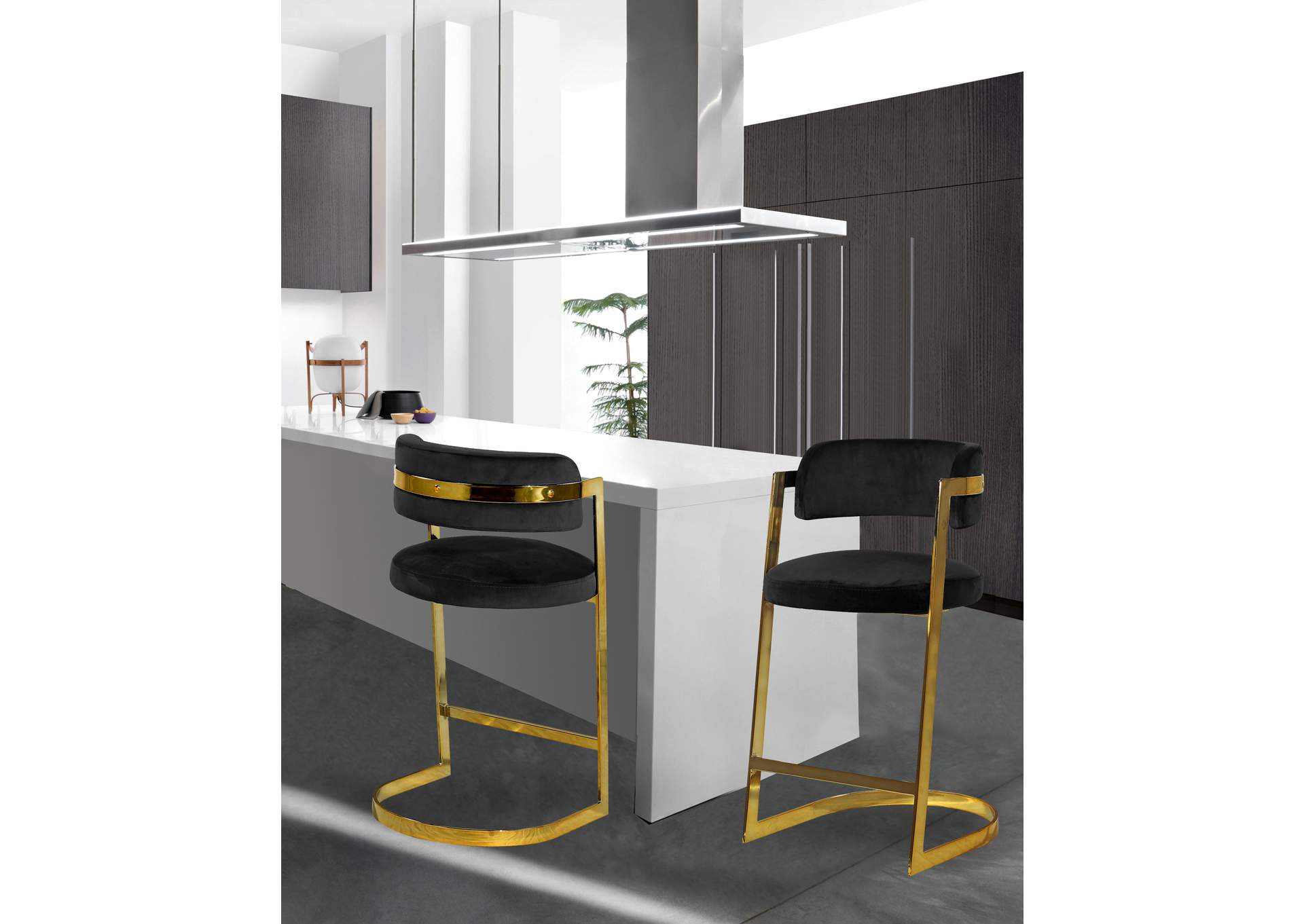 Stephanie Black Velvet Stool