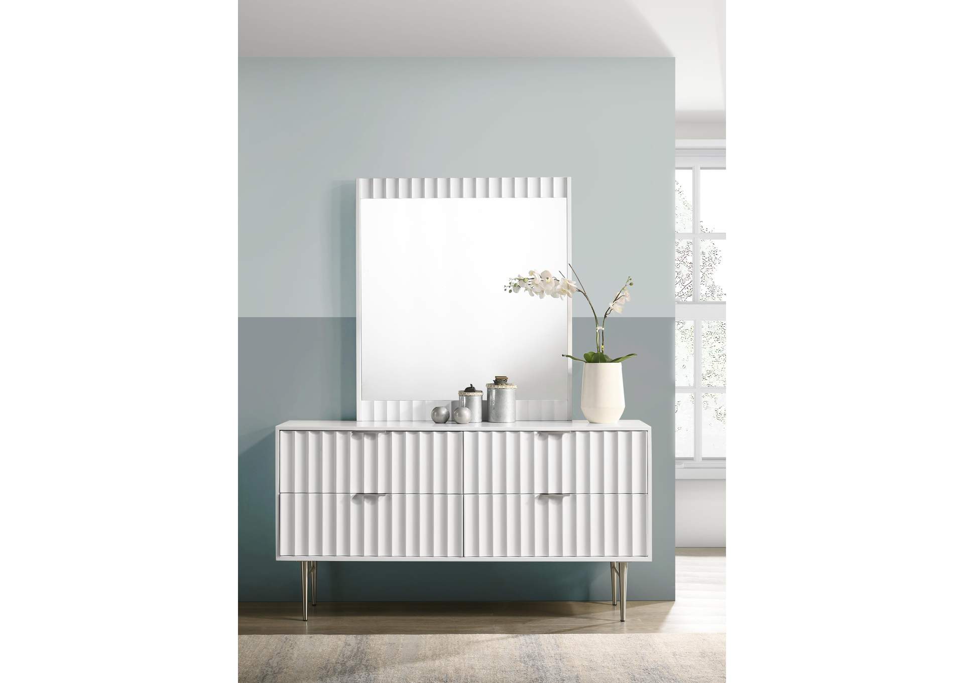 Modernist White Gloss Mirror