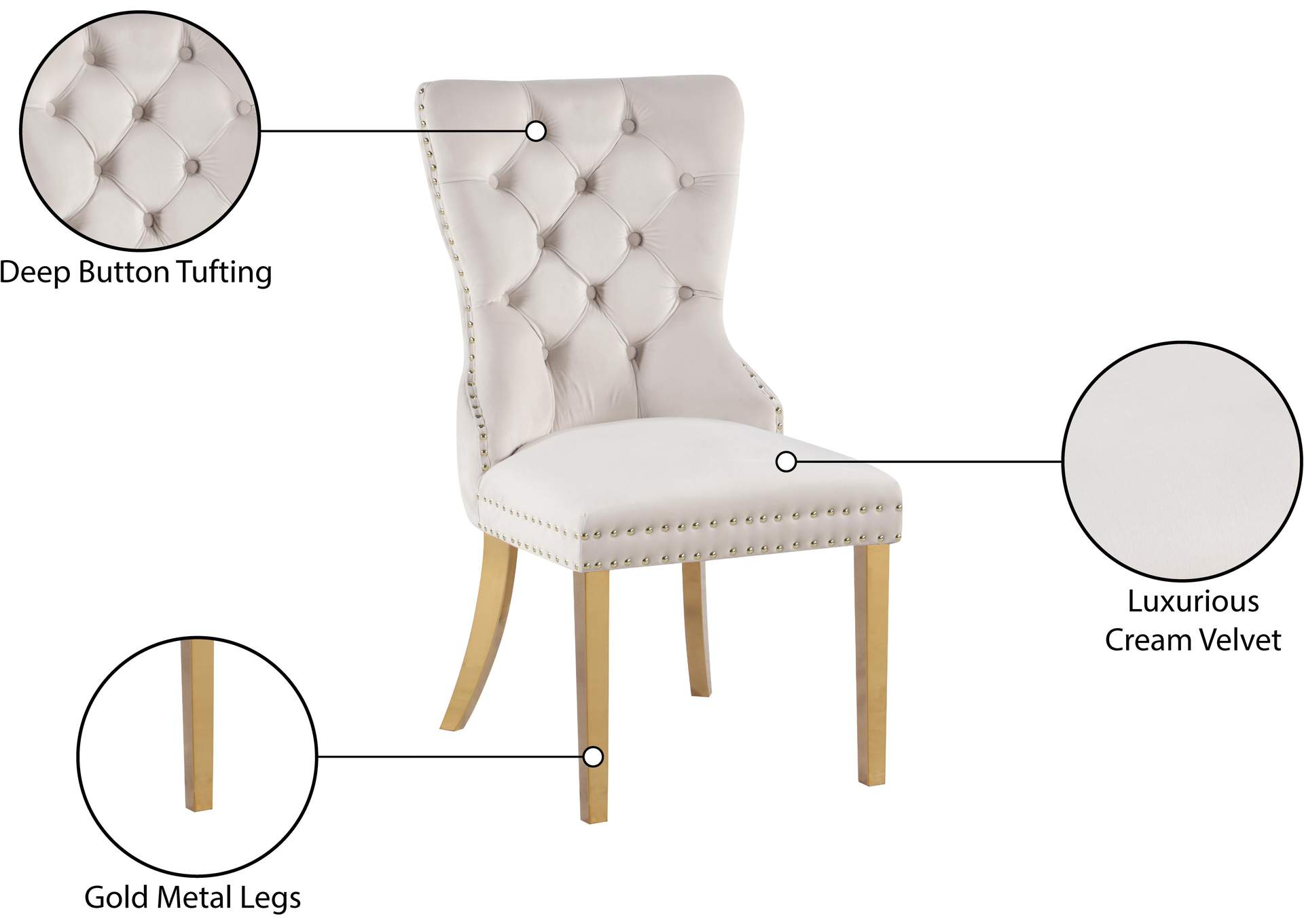 Carmen Cream Velvet Dining Chairs