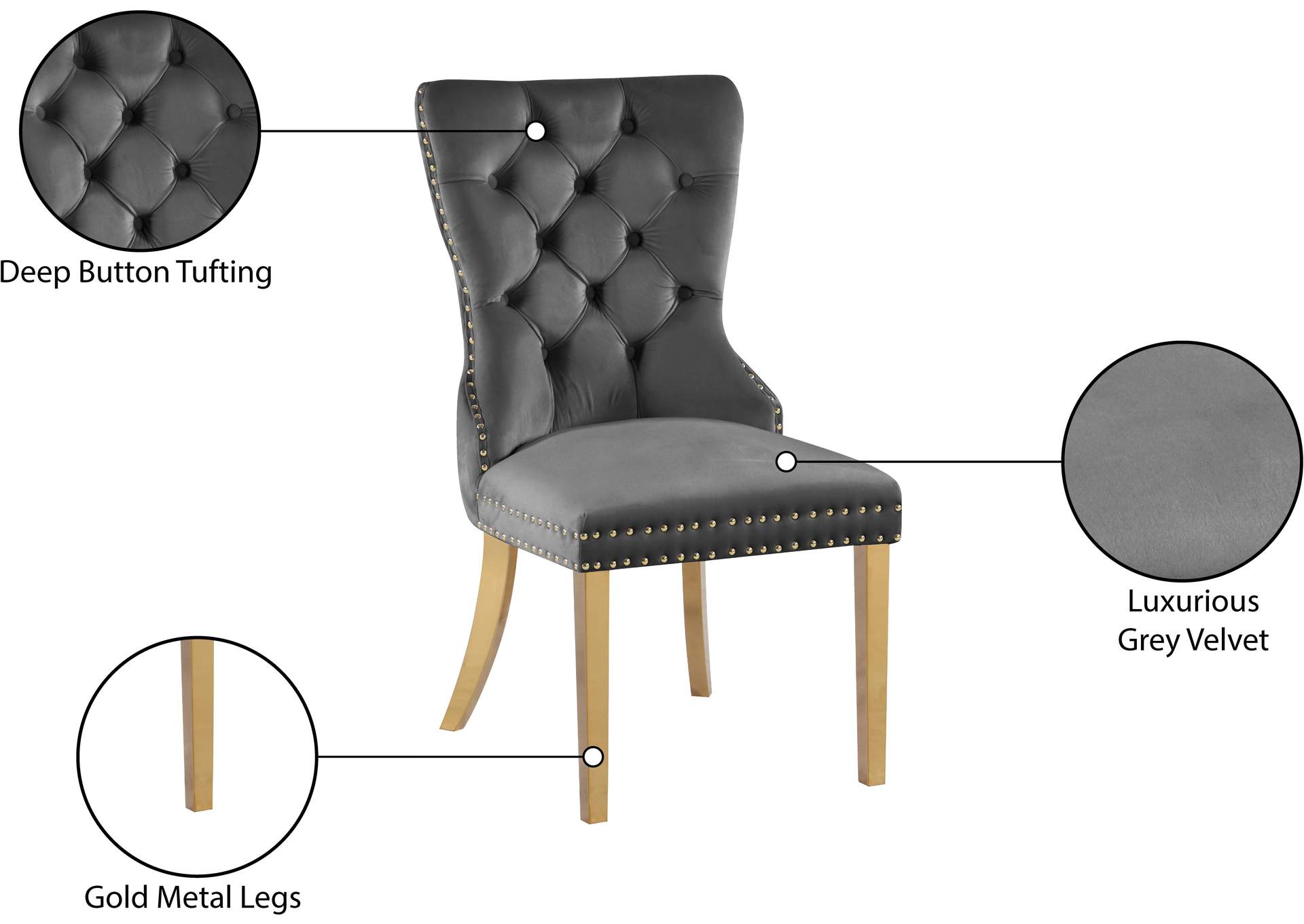 Carmen Grey Velvet Dining Chairs