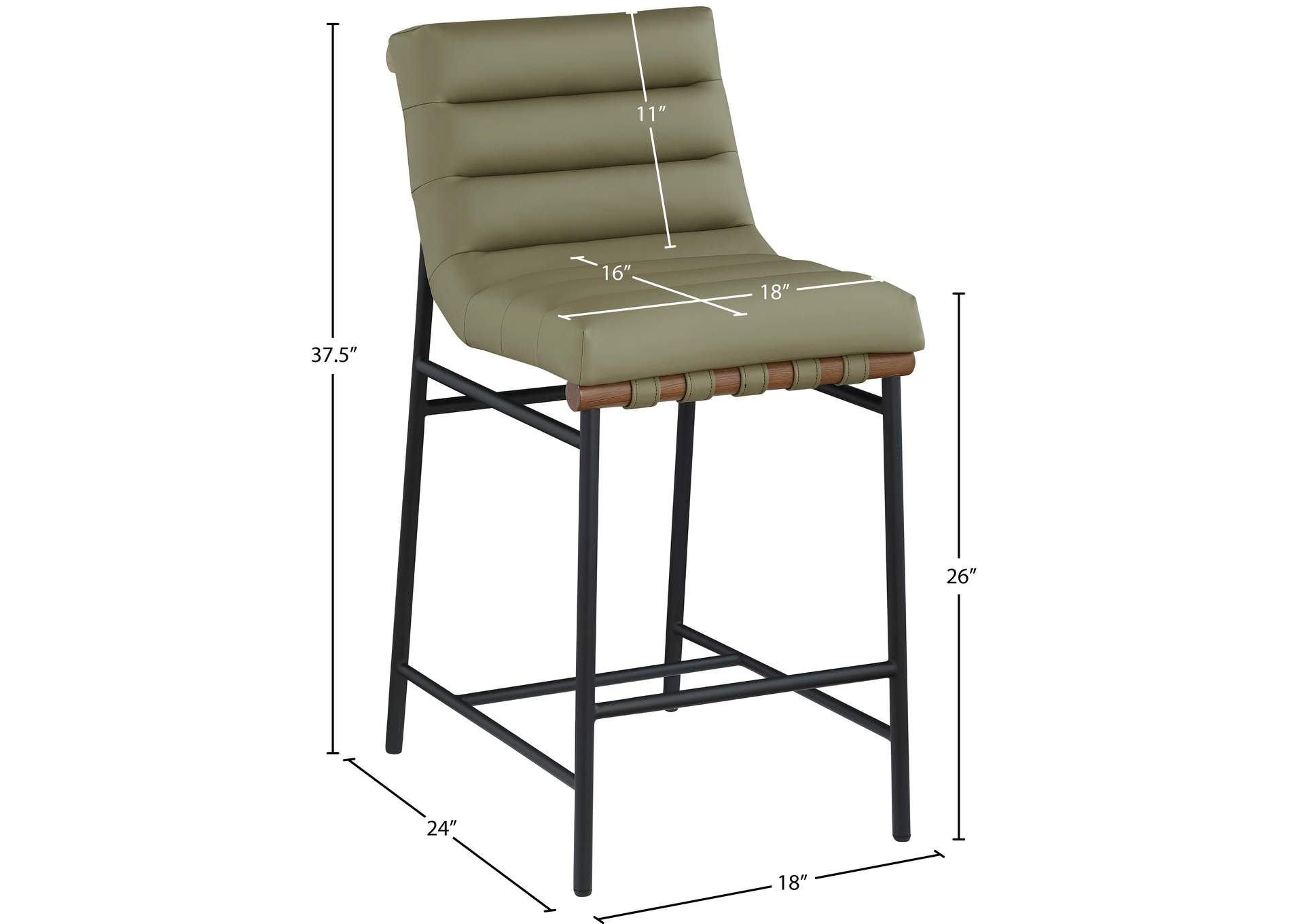 Burke Green Vegan Leather Counter Stool