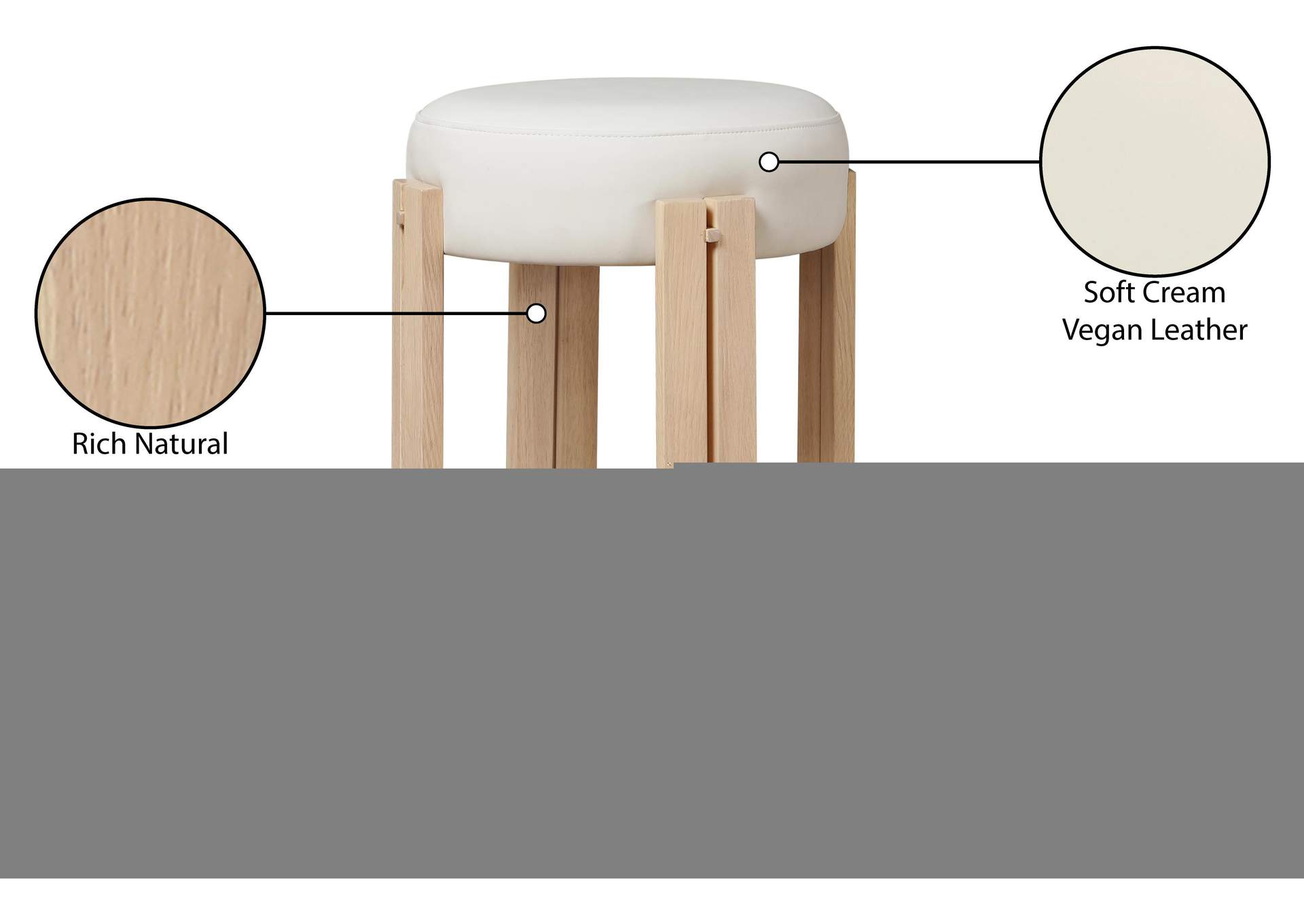 Harrison Cream Vegan Leather Counter Stool image 8