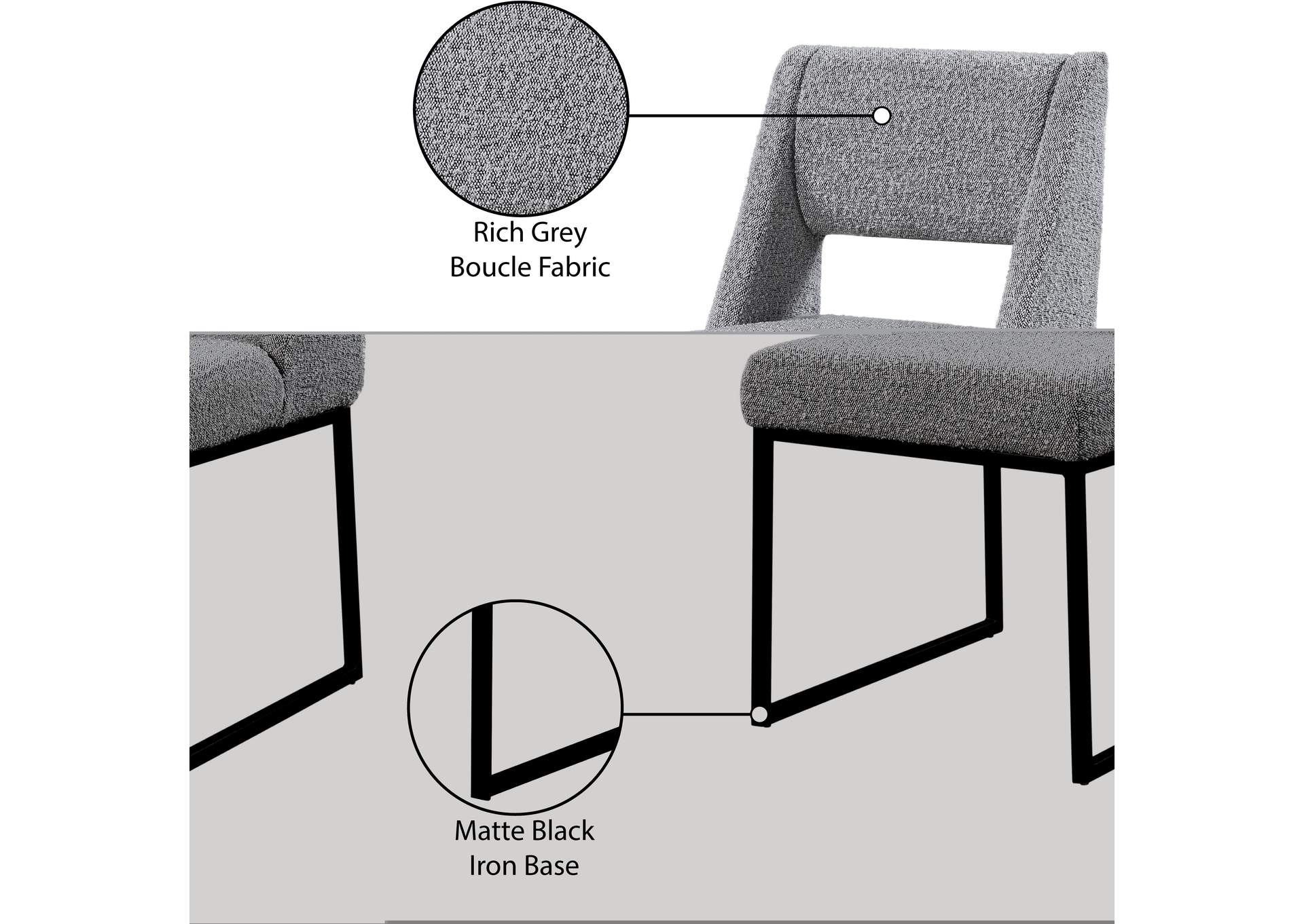 Jayce Grey Boucle Fabric Dining Chair