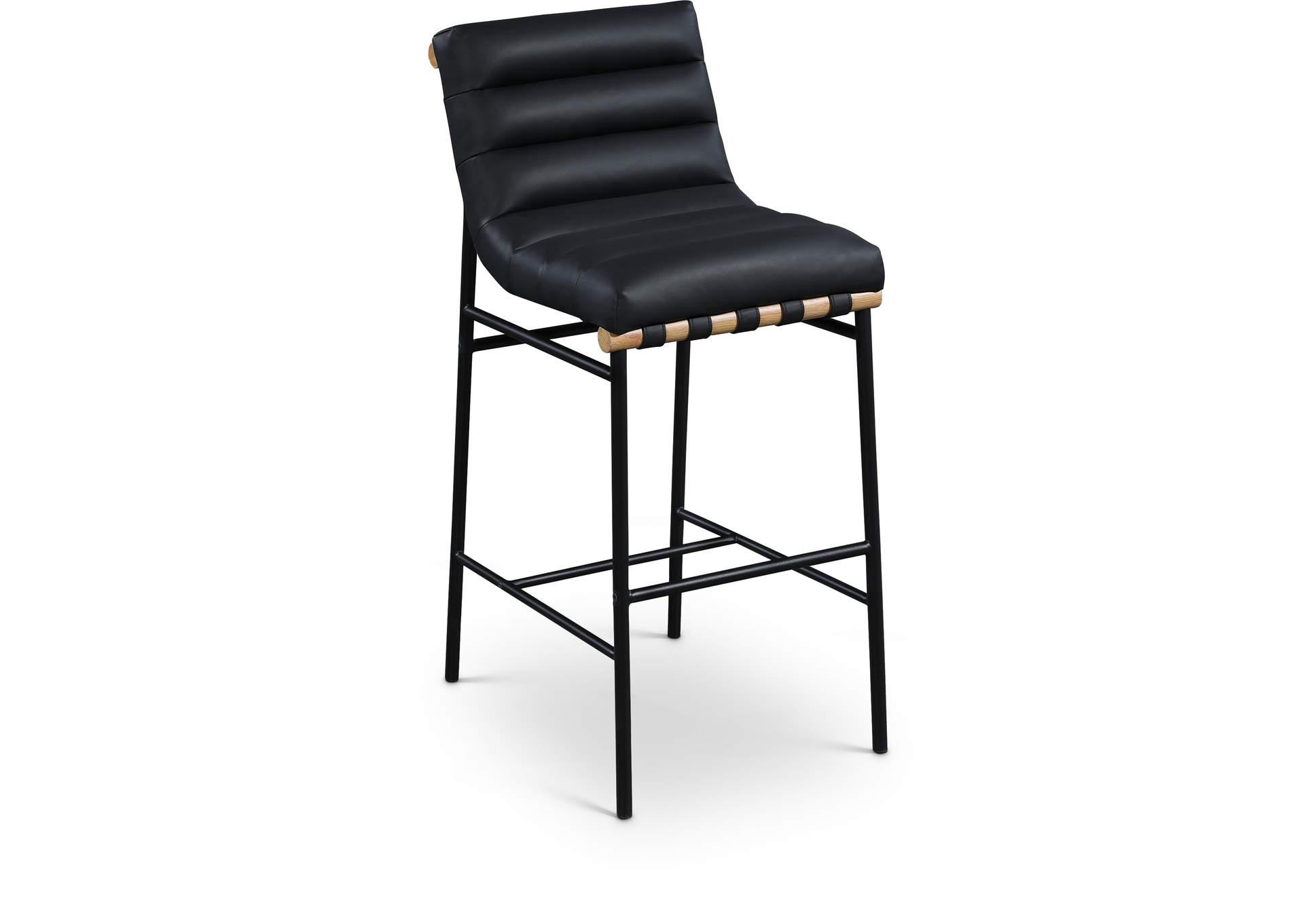 Burke Black Vegan Leather Bar Stool