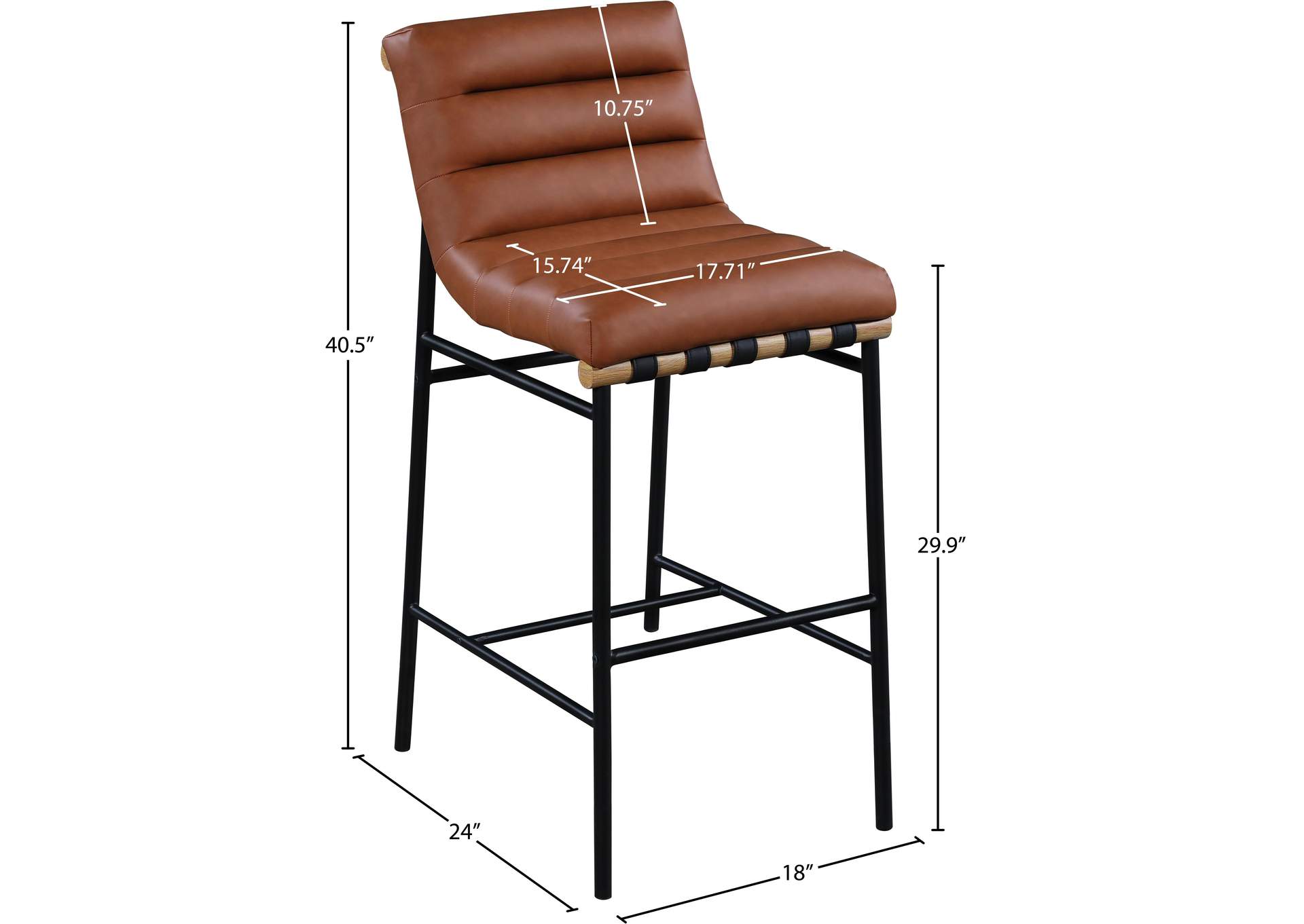 Burke Cognac Vegan Leather Bar Stool