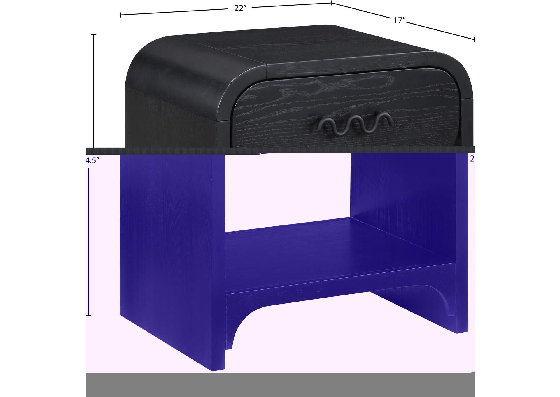 Hayes Black Night Stand - Side Table