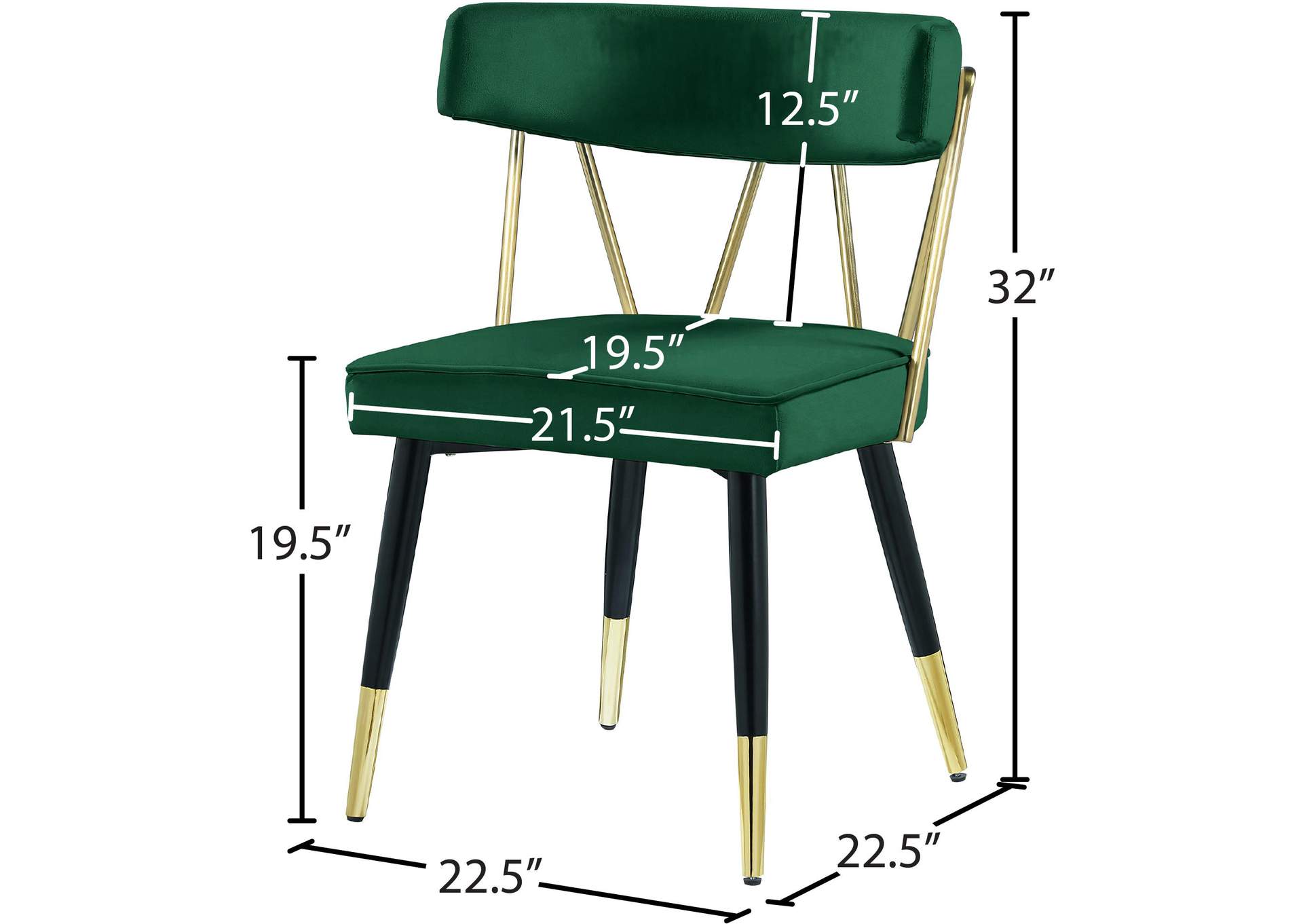 Rheingold Green Velvet Dining Chair