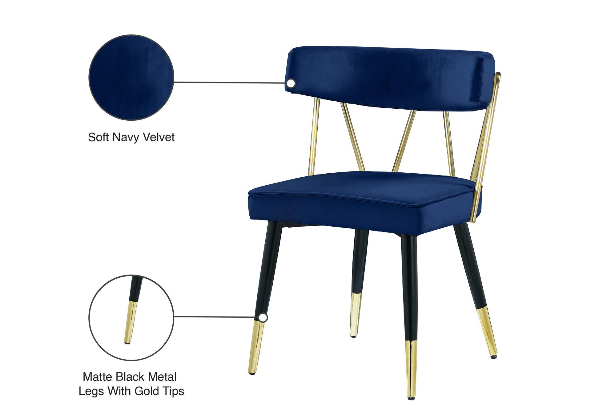 Rheingold Navy Velvet Dining Chair
