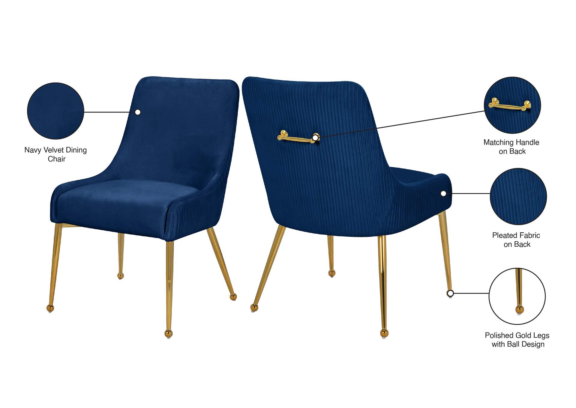 Ace Navy Velvet Dining Chair