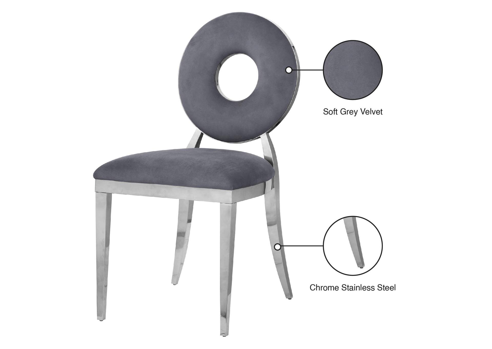 Carousel Grey Velvet Dining Chair