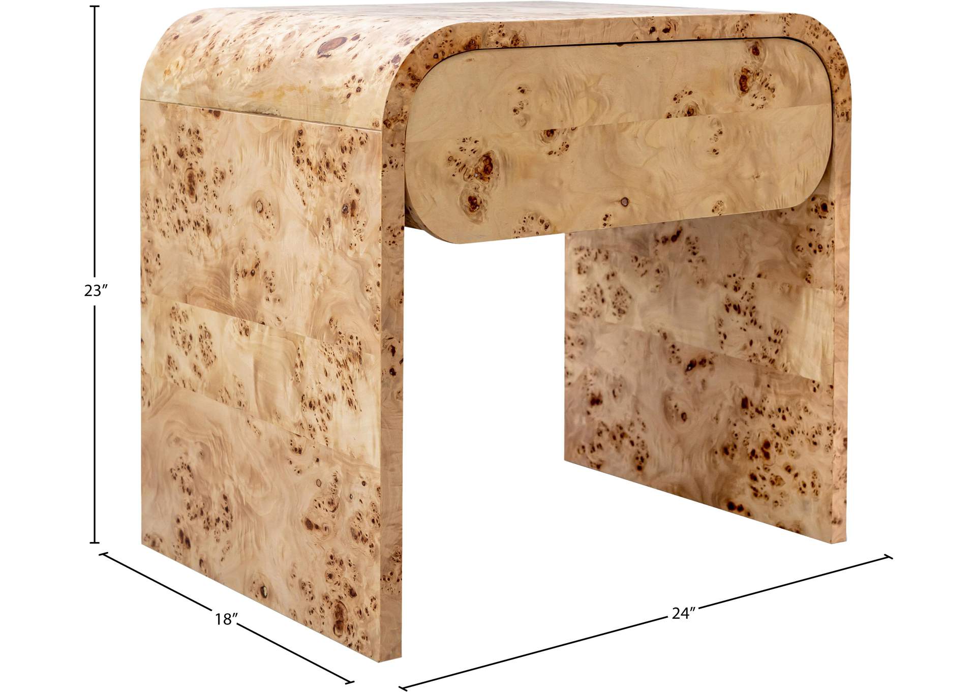 Cresthill Natural Burl Wood Night Stand
