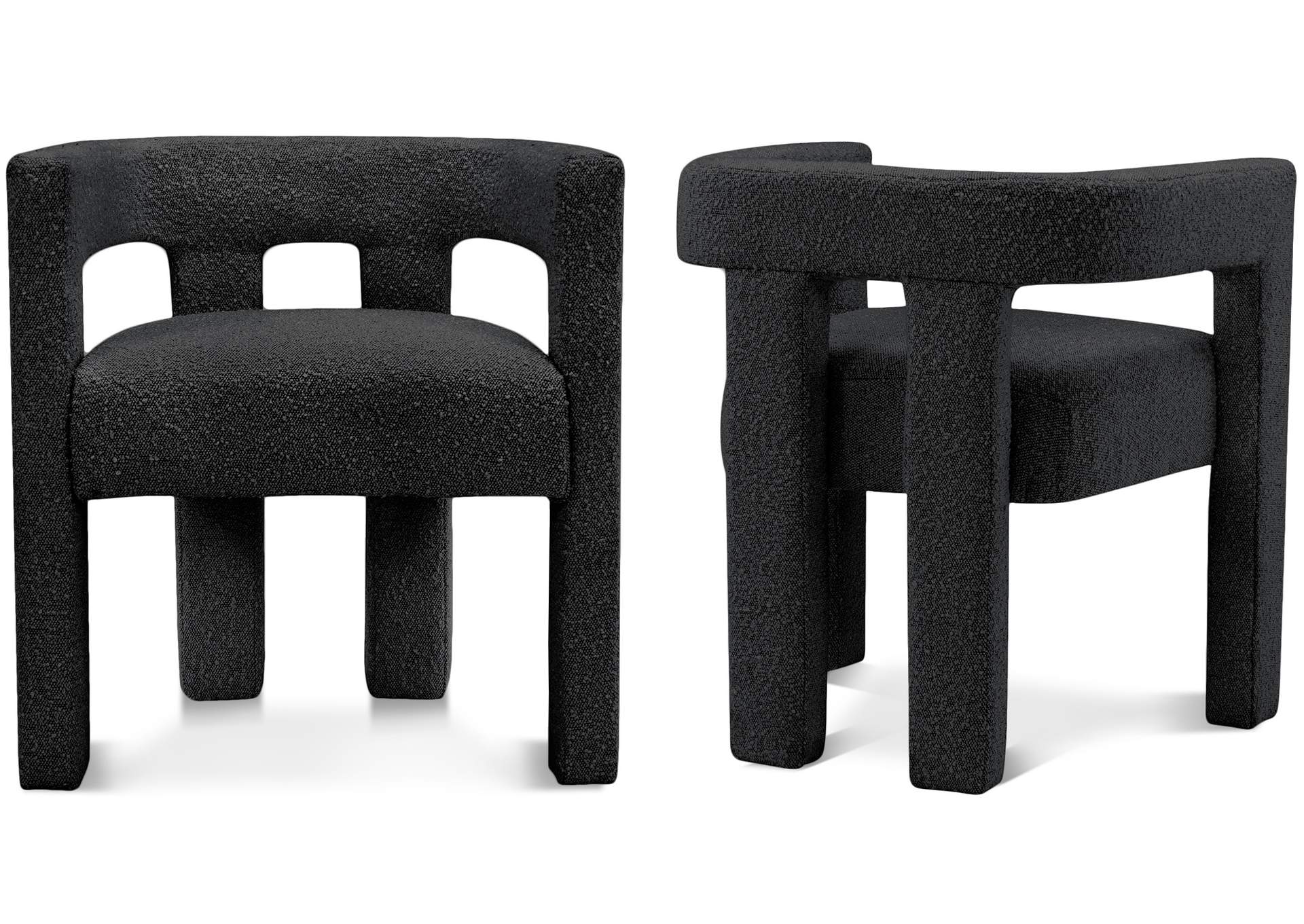 Athena Black Boucle Fabric Accent - Dining Chair