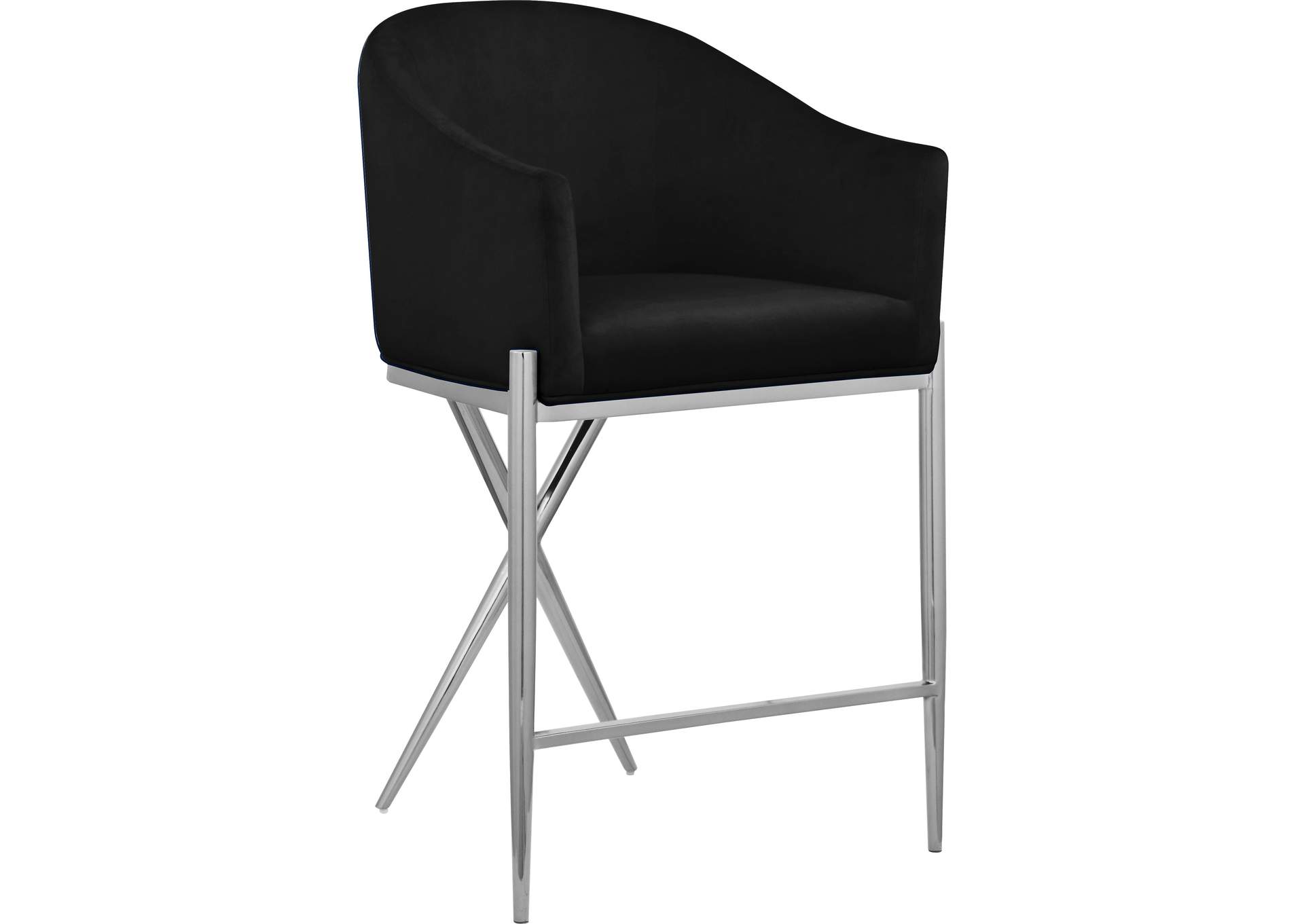 Xavier Black Velvet Counter Stool image 1