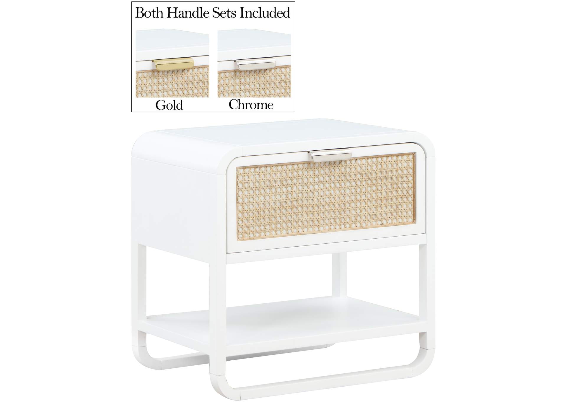 Sage White Wood Veneer Night Stand
