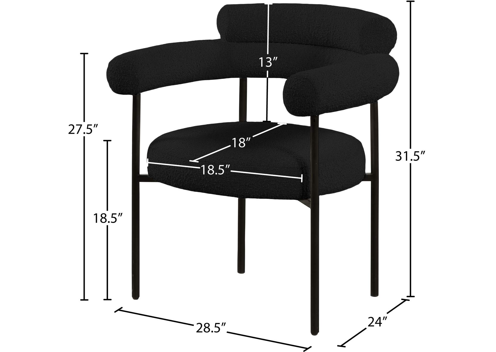 Blake Black Boucle Fabric Dining Chair