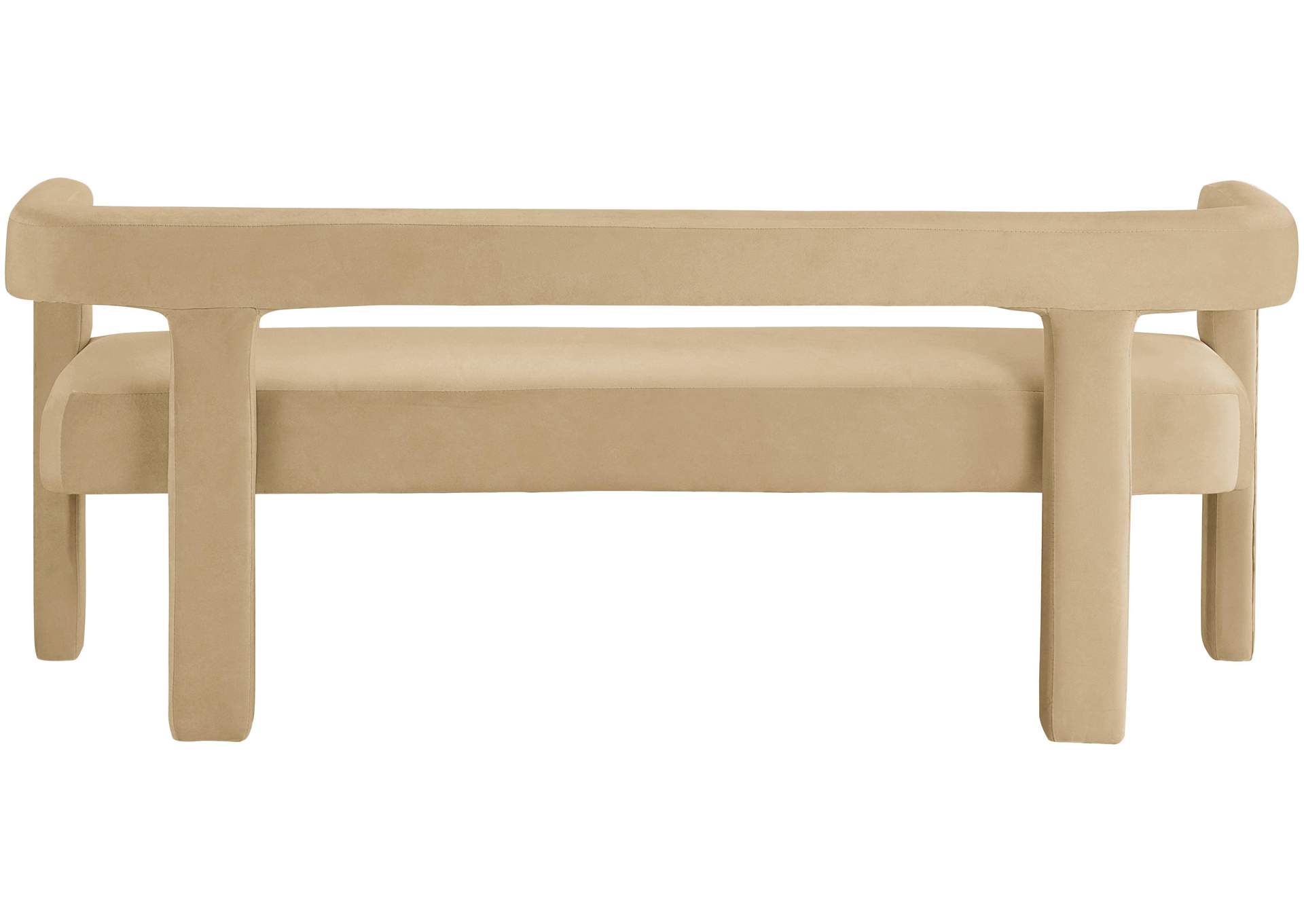 Athena Camel Velvet Bench