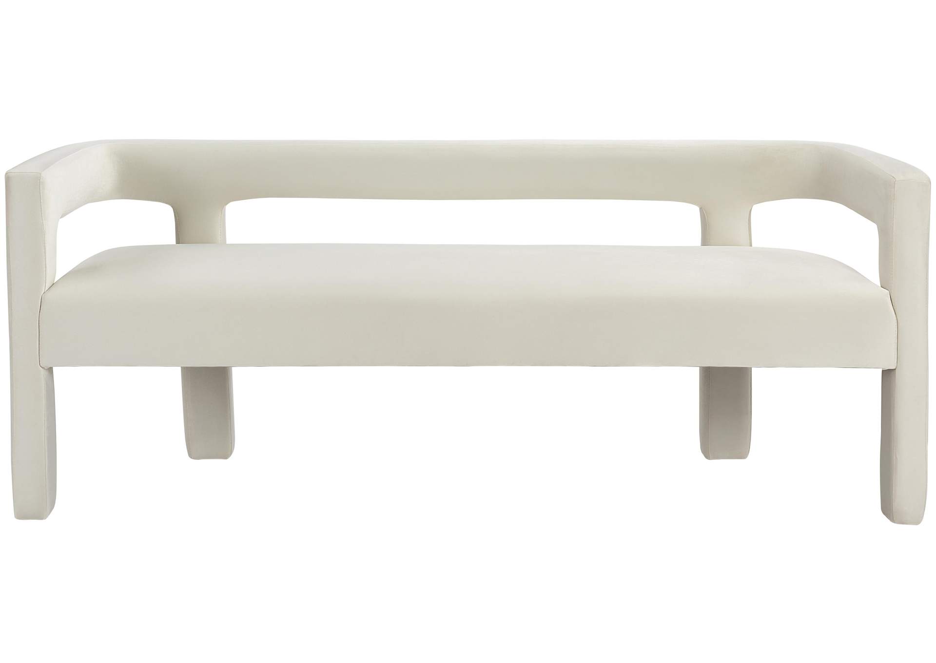 Athena Cream Velvet Bench