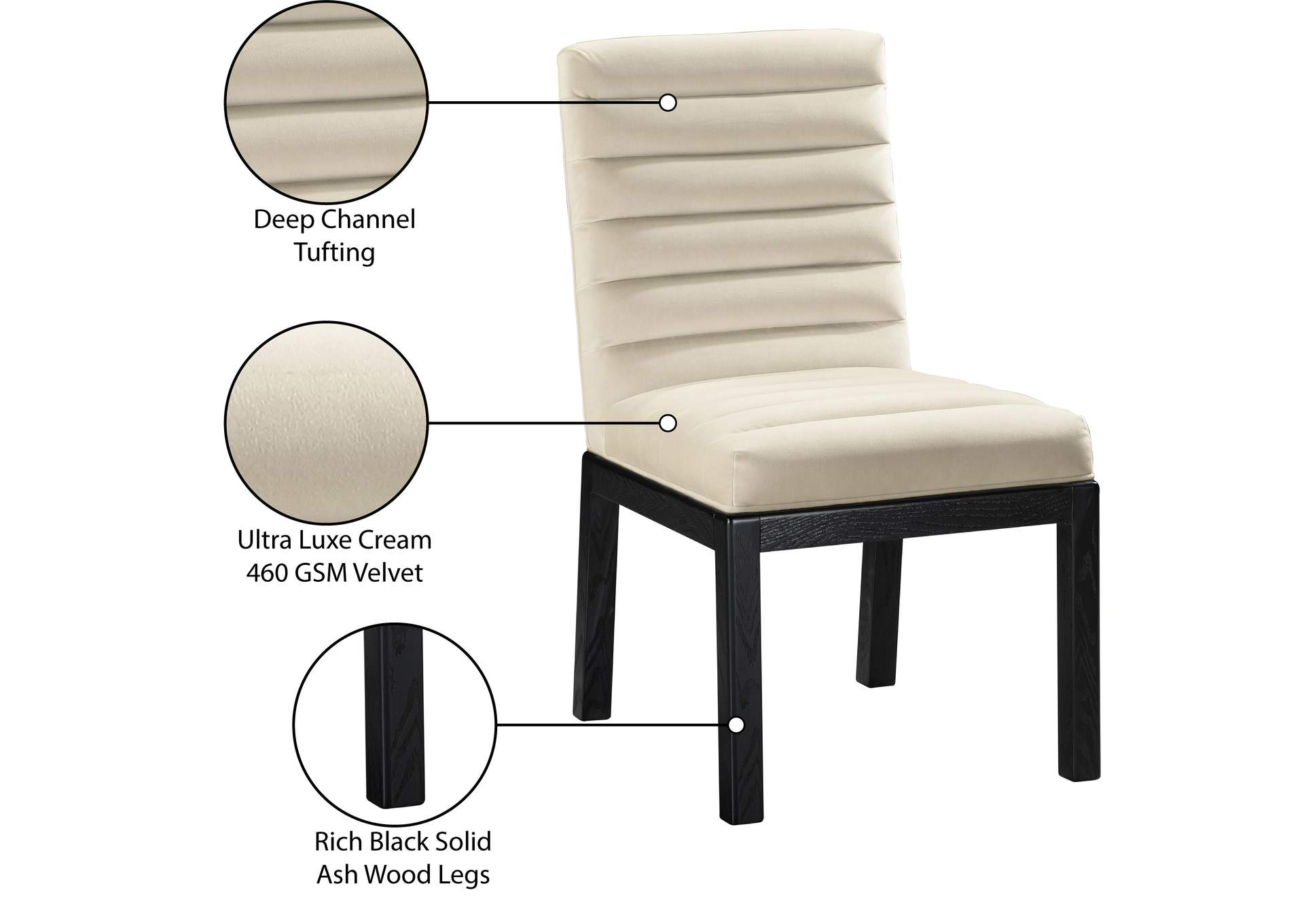 Evelyn Cream Velvet Dining Chair image 10