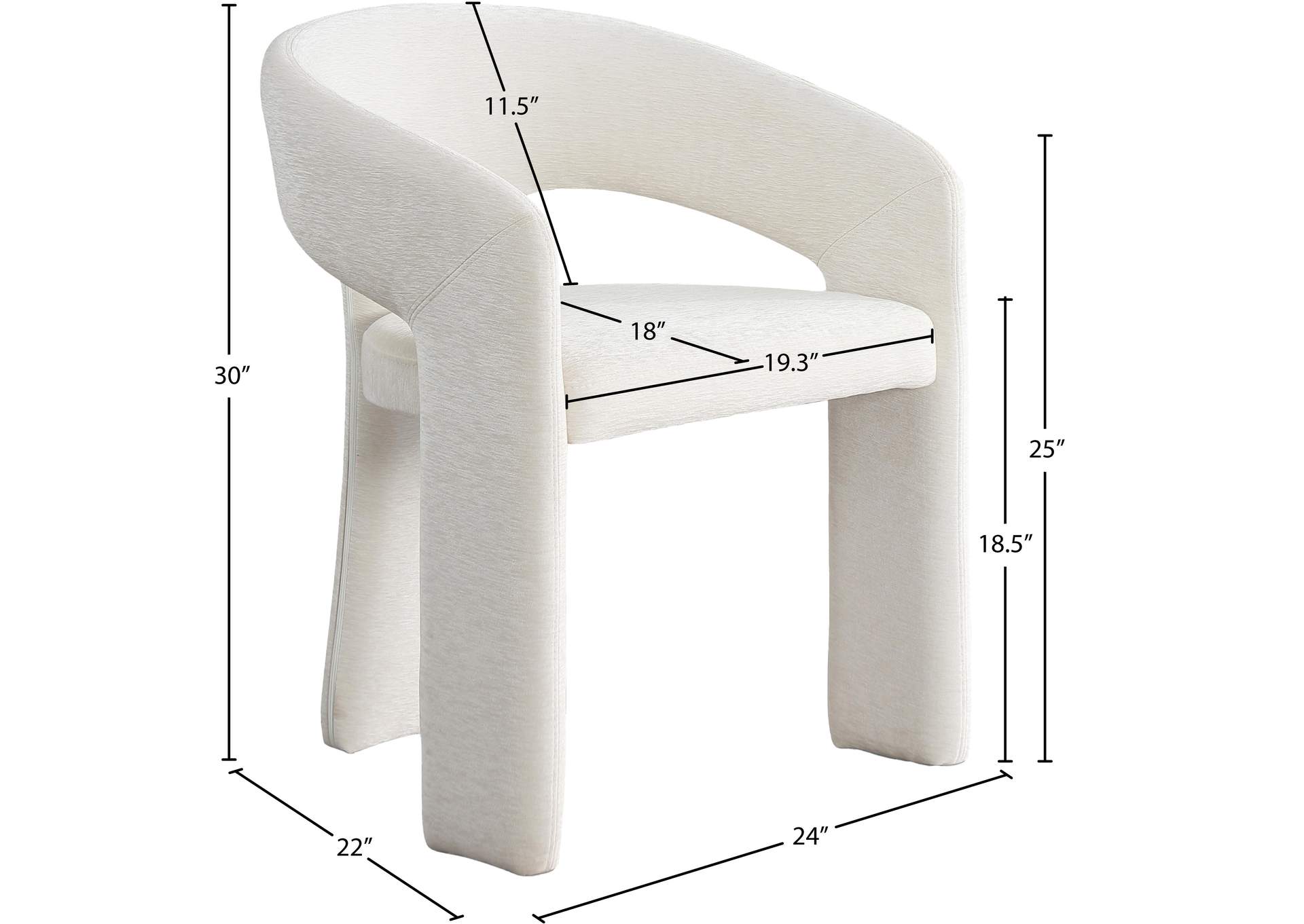 Rendition Cream Plush Fabric Dining Chair